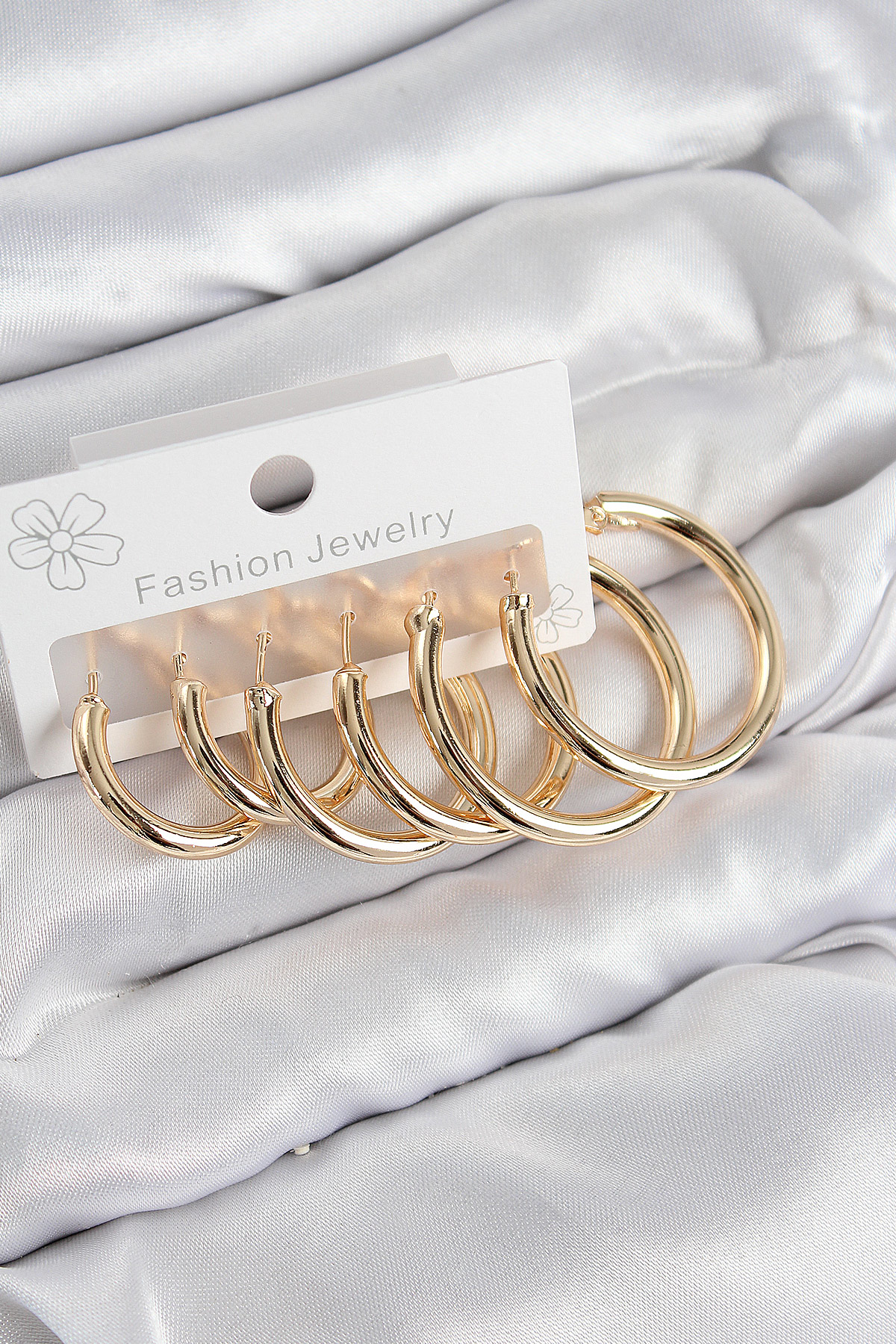 Pirinç Halka Model Gold Renk Kadın Set Küpe - TJ-BKP11043