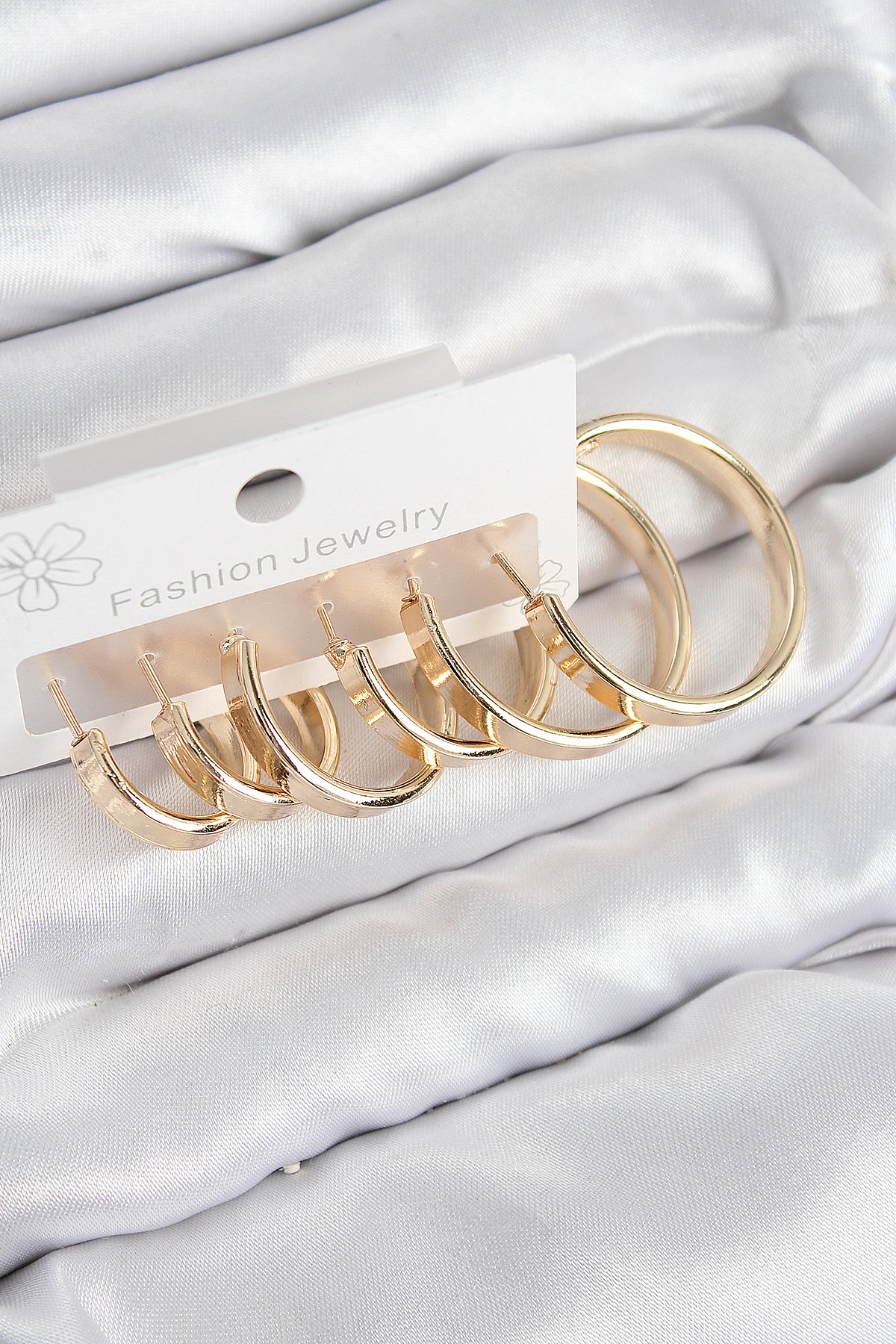 Pirinç Halka Model Gold Renk Kadın Set Küpe - TJ-BKP11049