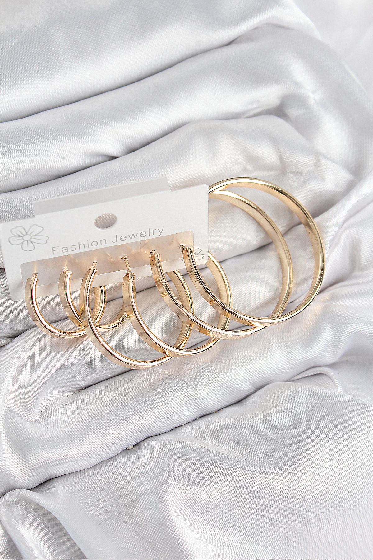 Pirinç Halka Model Gold Renk Kadın Set Küpe - TJ-BKP11055