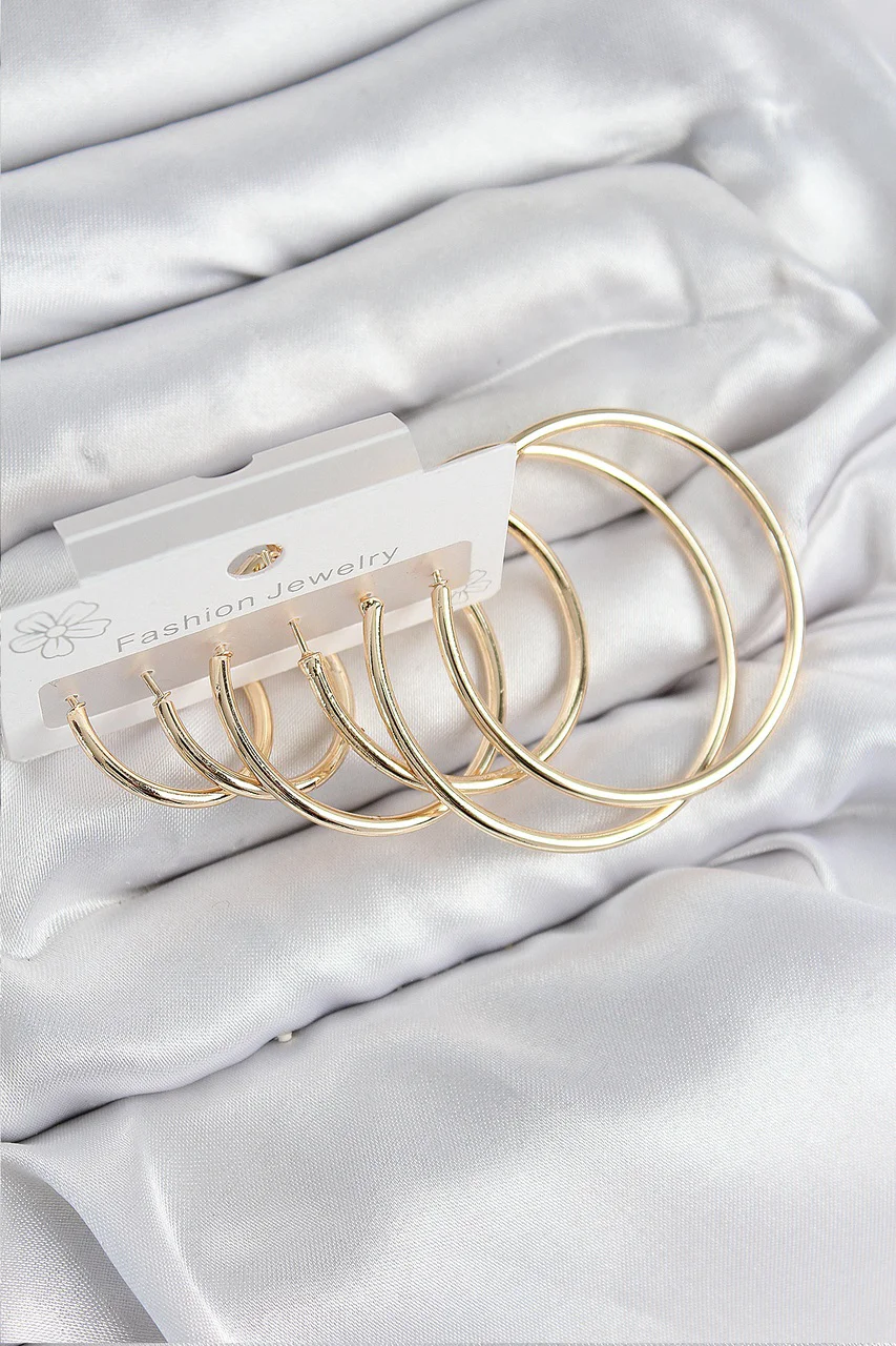 Pirinç Halka Model Gold Renk Kadın Set Küpe Tj-bkp11041 Diğer