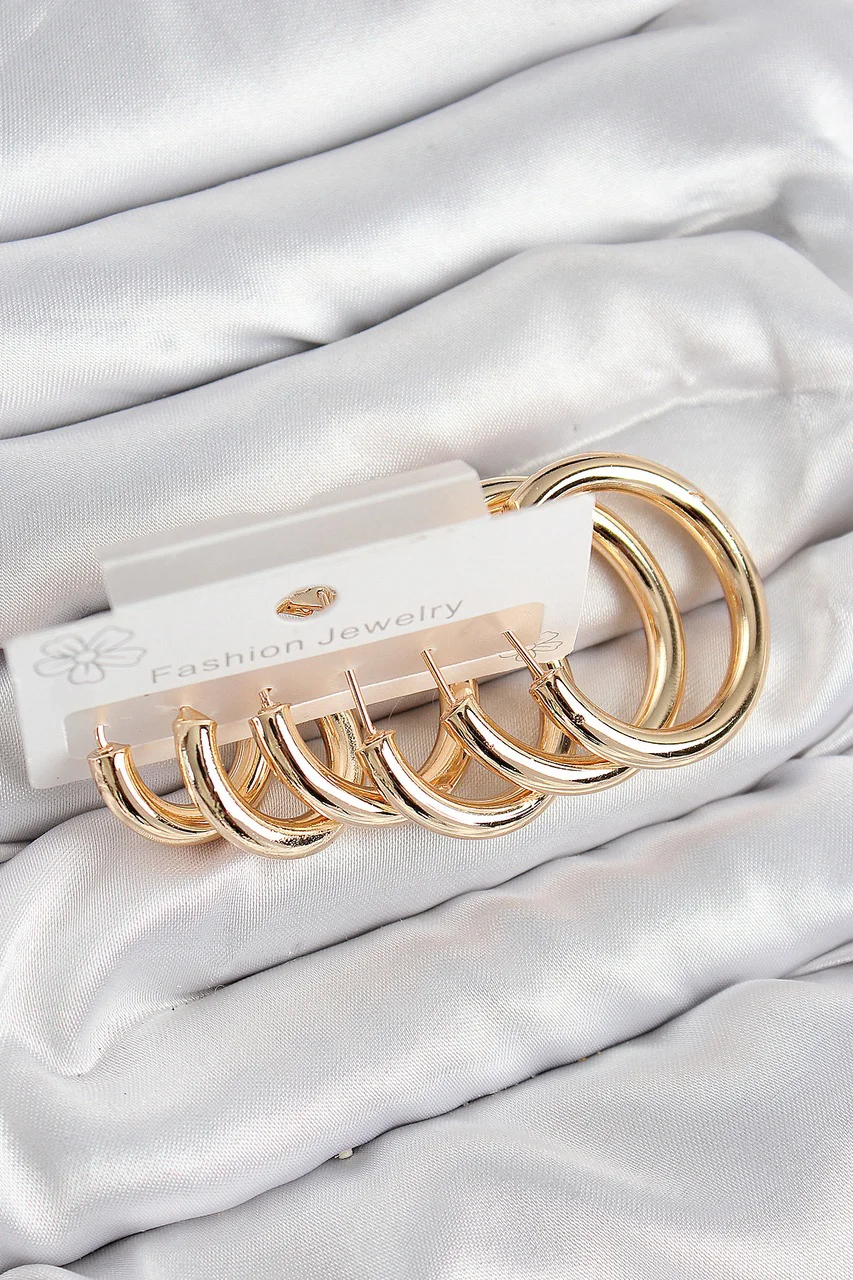 Pirinç Halka Model Gold Renk Kadın Set Küpe Tj-bkp11057 Diğer