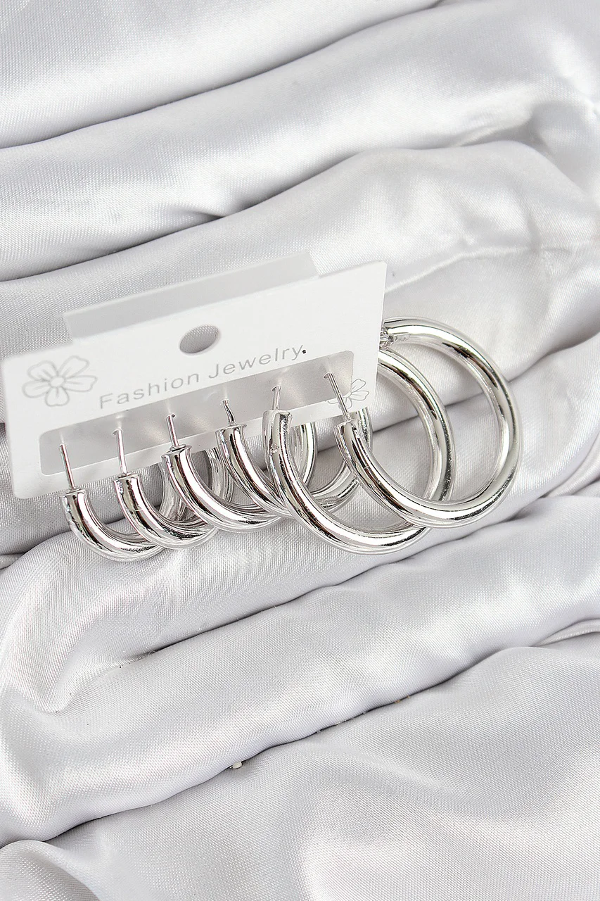 Pirinç Halka Model Gümüş Renk Kadın Set Küpe Tj-bkp11056 Diğer