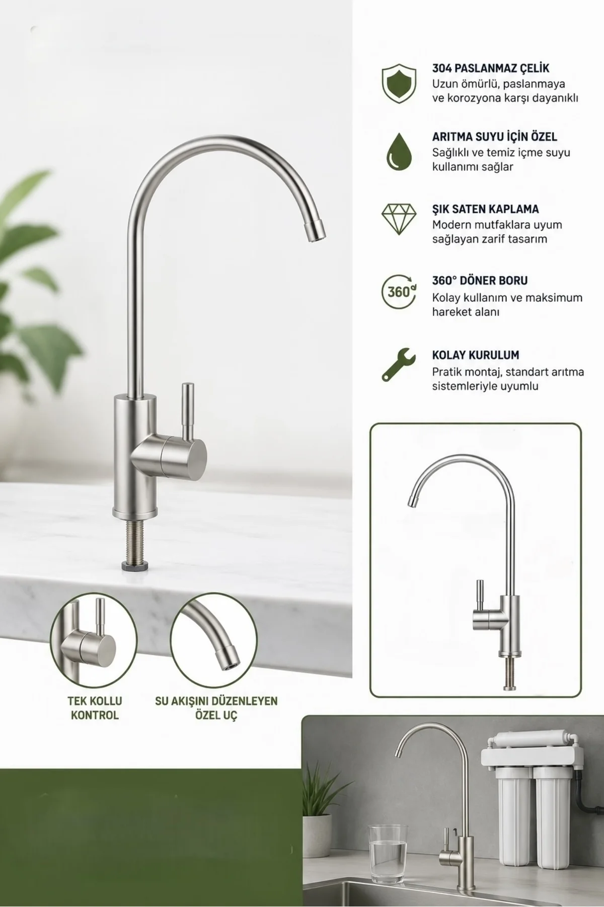 Pirinç Kaliteli Mutfak Lavabo Artıma Musluğu Yandan Kollu Arıtma Musluğu Pirinç Kaliteli Mutfak Lavabo Artıma Musluğu Yandan Kollu Arıtma Musluğu