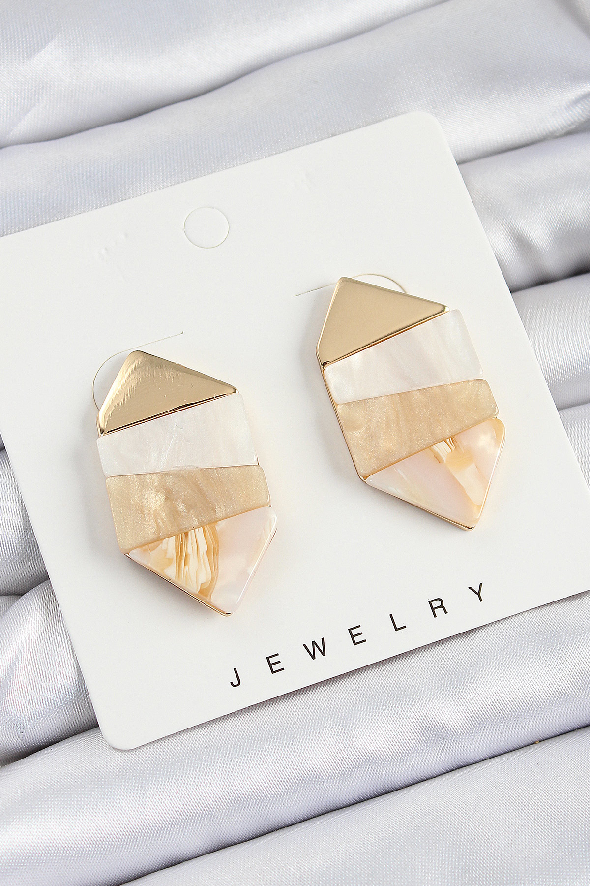 Pirinç Mermer Desenli Vintage Geometrik Model Gold Renk Kadın Küp