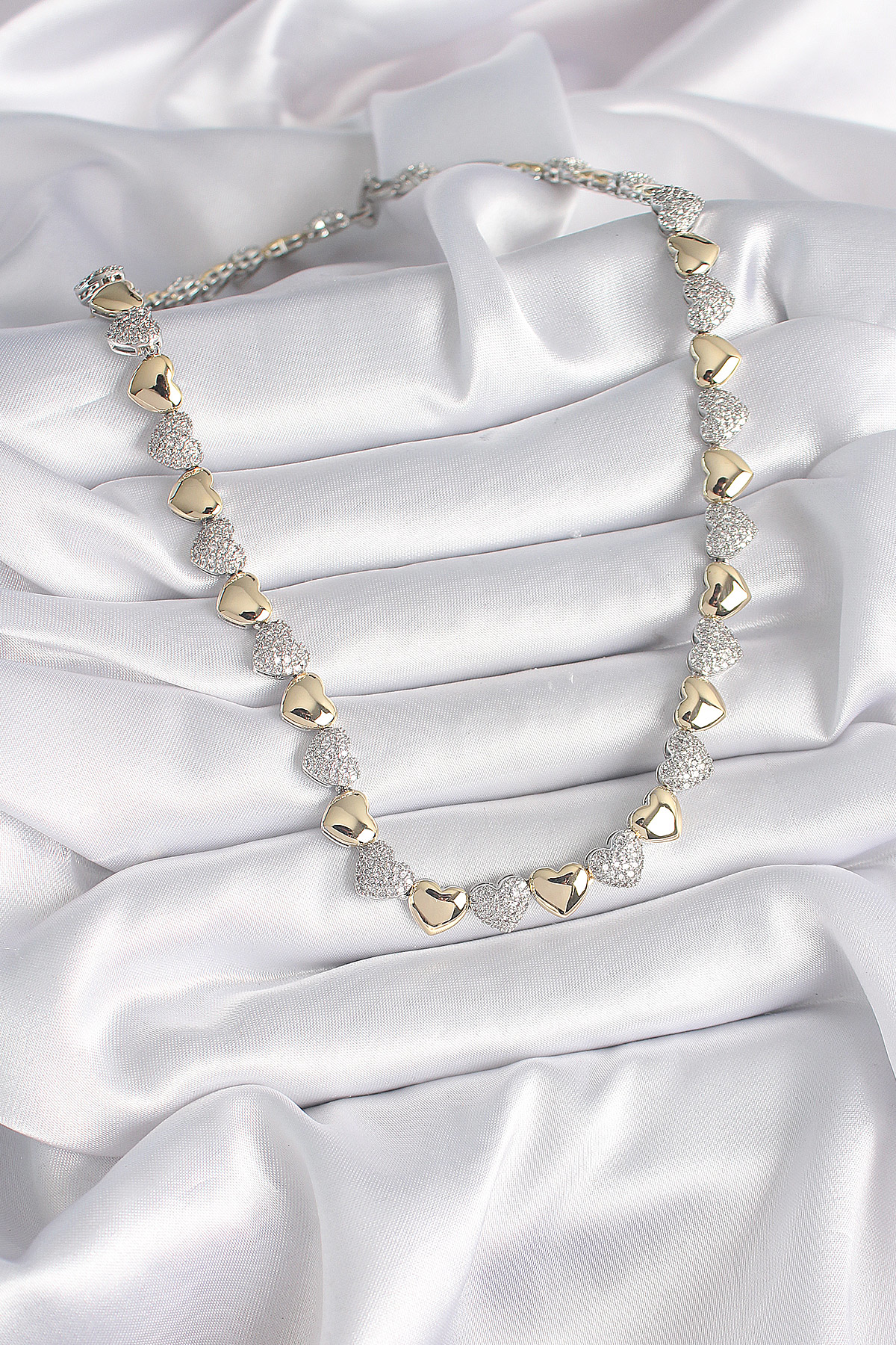 Pirinç Mix Renk Zirkon Taşlı Kalp Model VIP Exclusive Seri Kadın