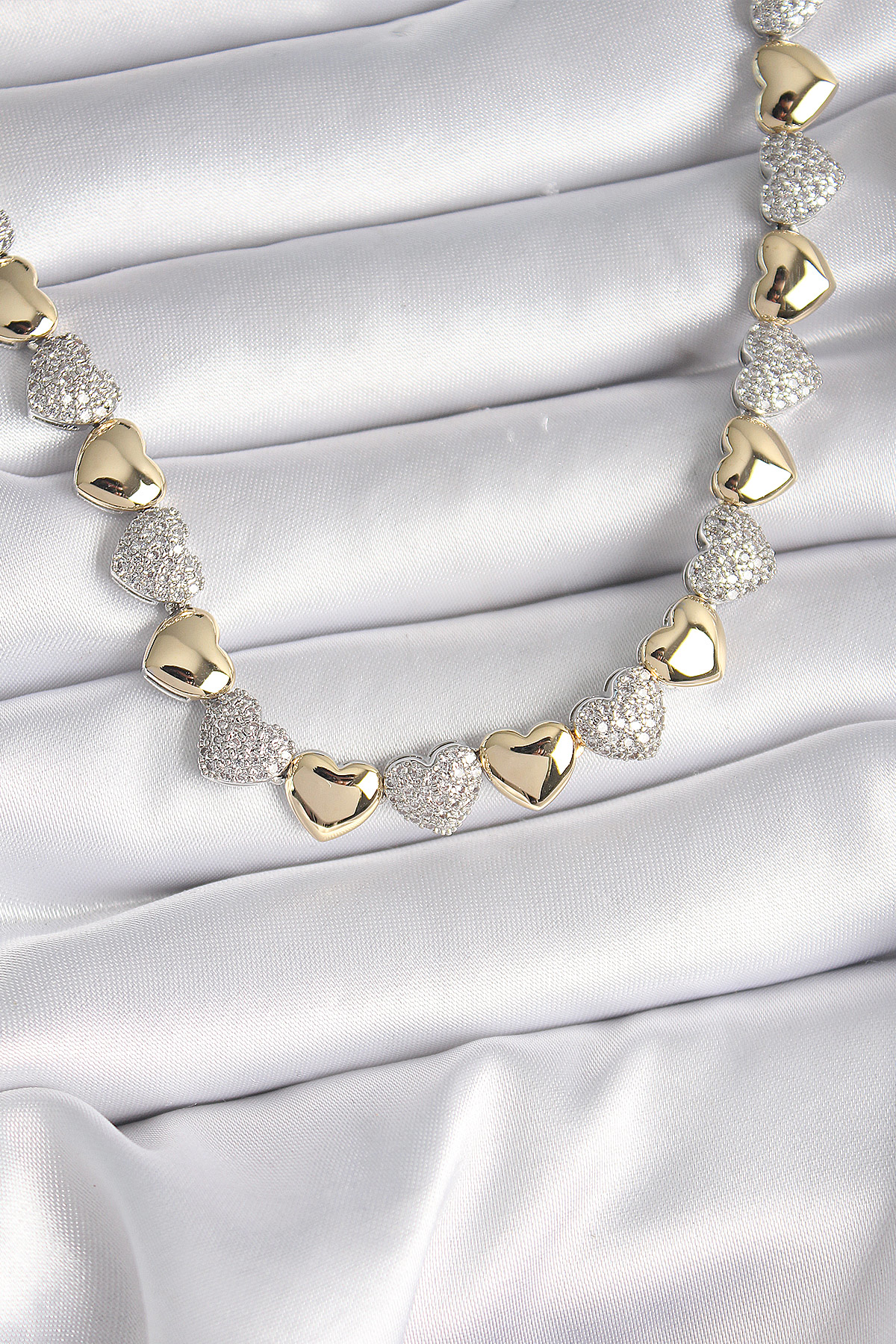 Pirinç Mix Renk Zirkon Taşlı Kalp Model VIP Exclusive Seri Kadın