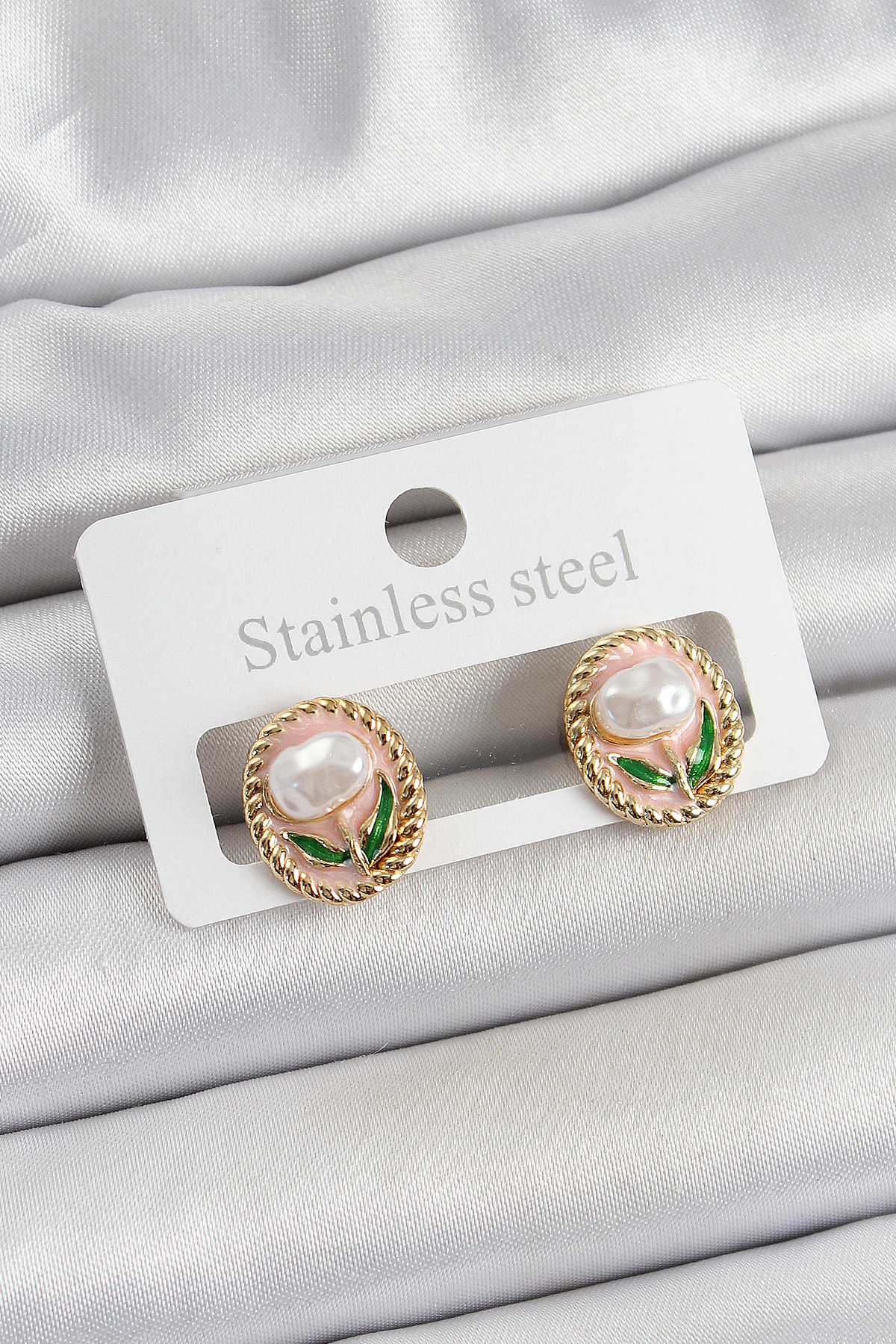 Pirinç Pembe Mineli Lale Figürlü Sanatsal Portre Model Gold Renk