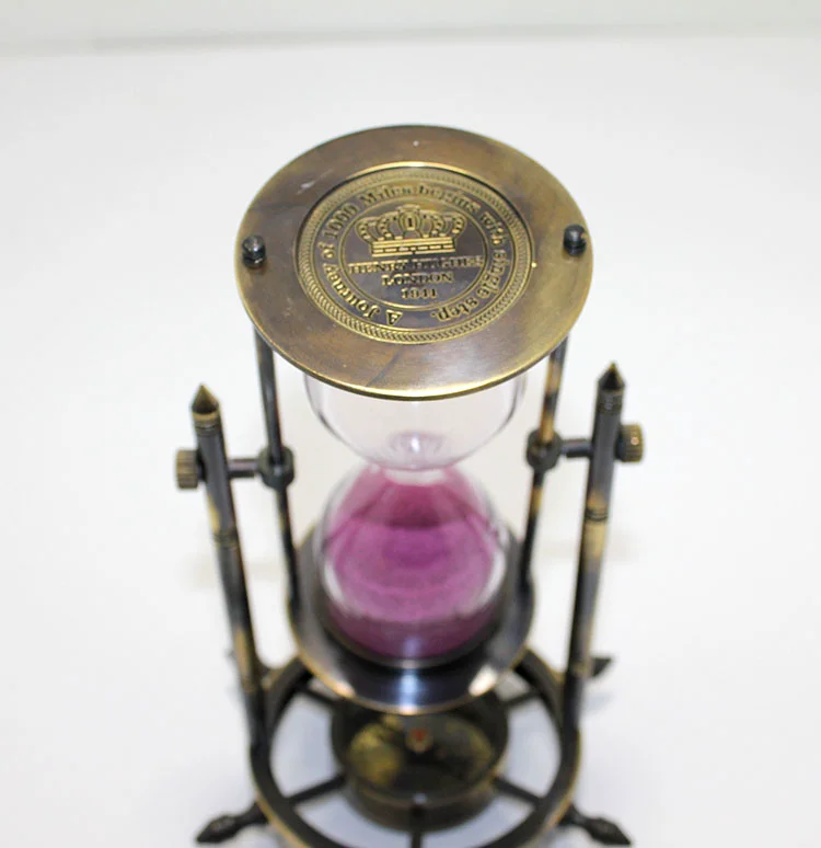 Pirinç Pusulalı Dekoratif Kum Saati Model 3