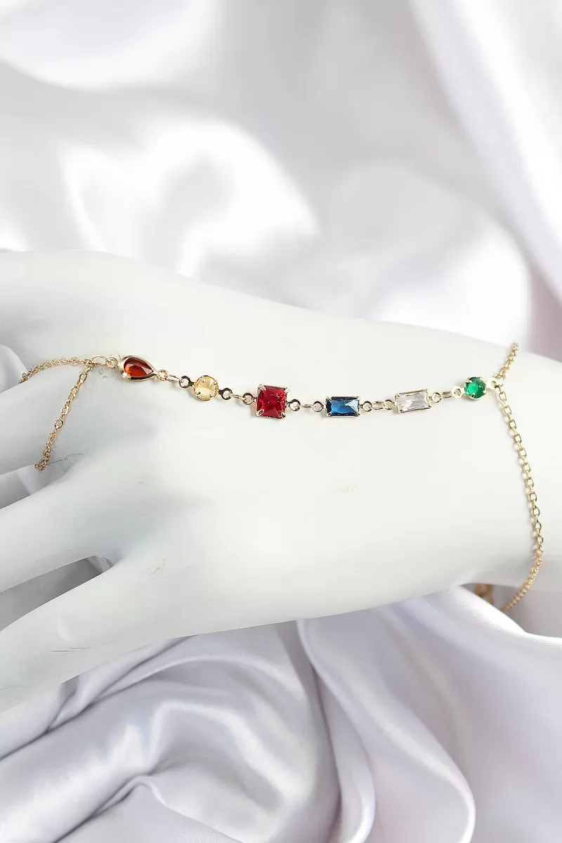 Pirinç Renkli Zirkon Taşlı Y Model Gold Renk Kadın Şahmeran - Lisinya