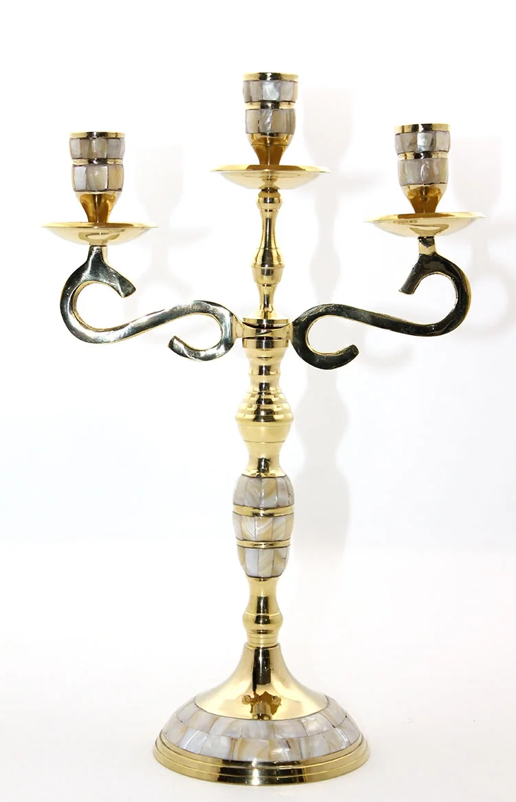Pirinç Sedefli 3'lü Şamdan 18912 Pirinç Sedefli 3'lü Şamdan 18912