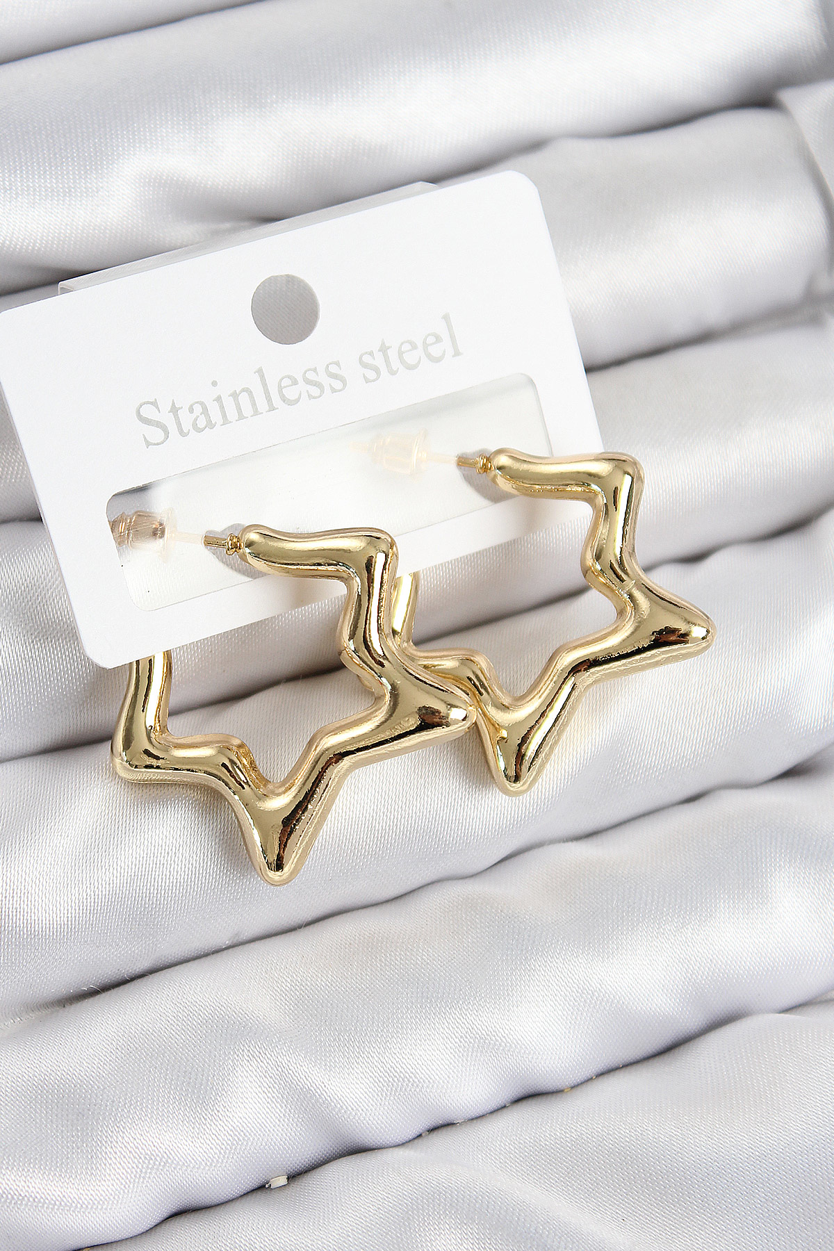 Pirinç Yıldız Model Gold Renk Kadın Küpe - TJ-BKP11012
