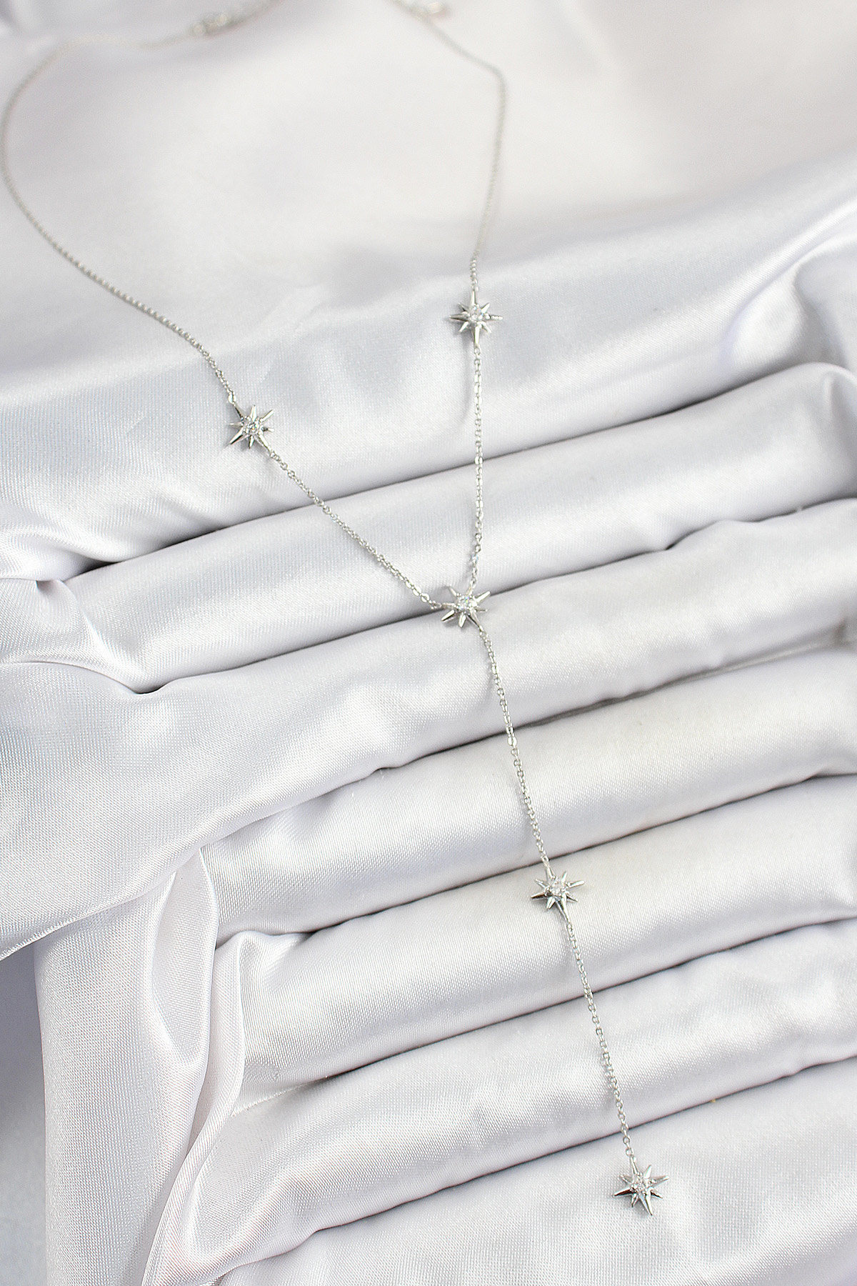 Pirinç Zirkon Taşlı Kutup Yıldız Figürlü Y Model Gümüş Renk Kadın