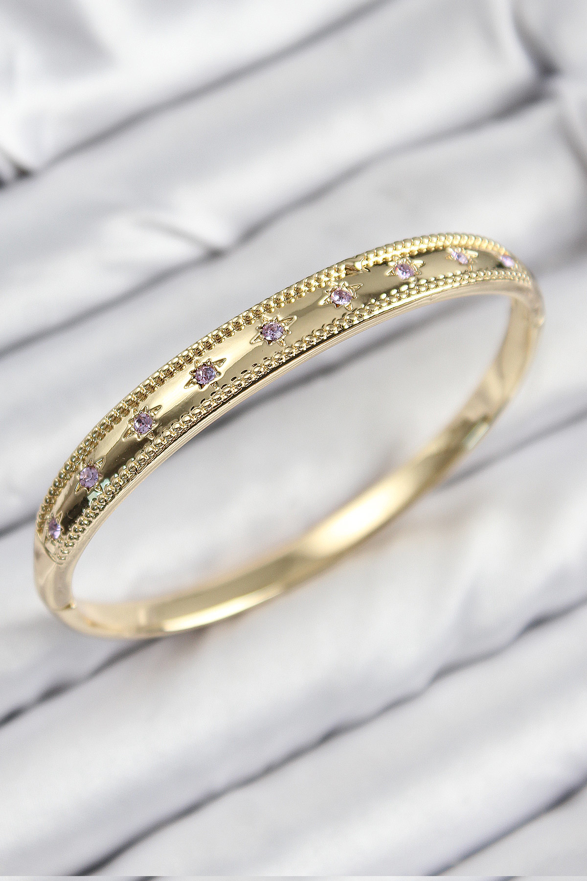 Pirinç Zirkon Taşlı Kutup Yıldızı Model Gold Renk Kadın Kelepçe -
