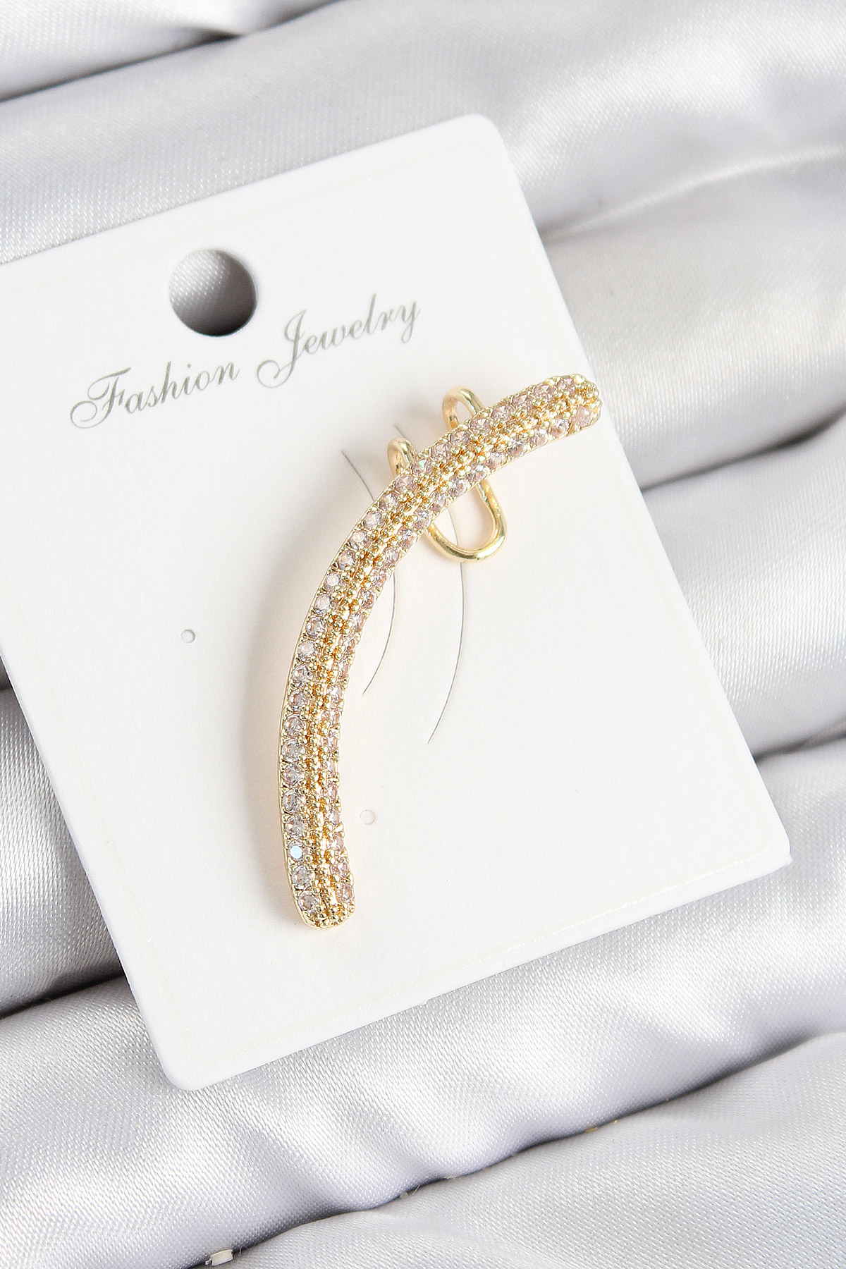 Pirinç Zirkon Taşlı Model Gold Renk Sağ Kıkırdak Küpe - TJ-BKP109