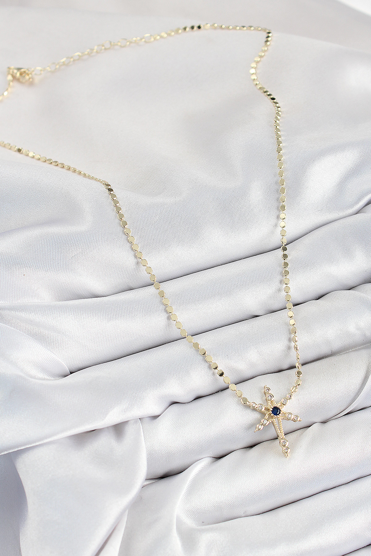 Pirinç Zirkon Taşlı Kutup Yıldızı Model Ezme Zincir Gold Renk Kad