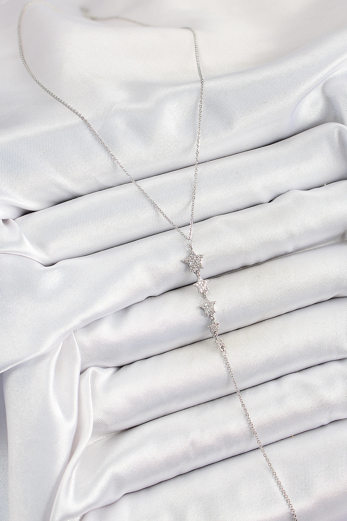 Pirinç Zirkon Taşlı Sıralı Yıldız Figürlü Y Model Gümüş Renk Kadı