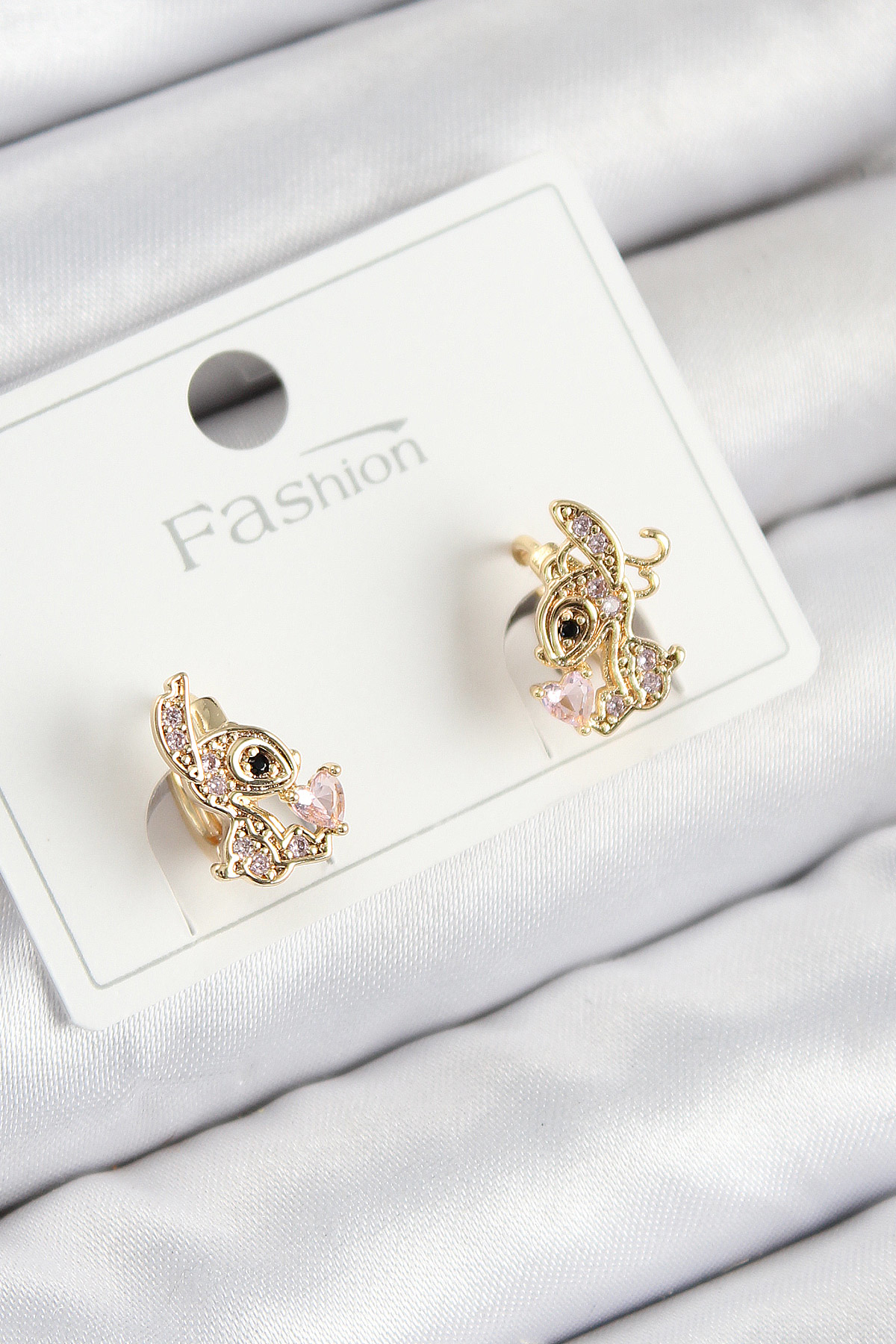 Pirinç Zirkon Taşlı Ceylan Model Gold Renk Çocuk Küpe - TJ-BKP112