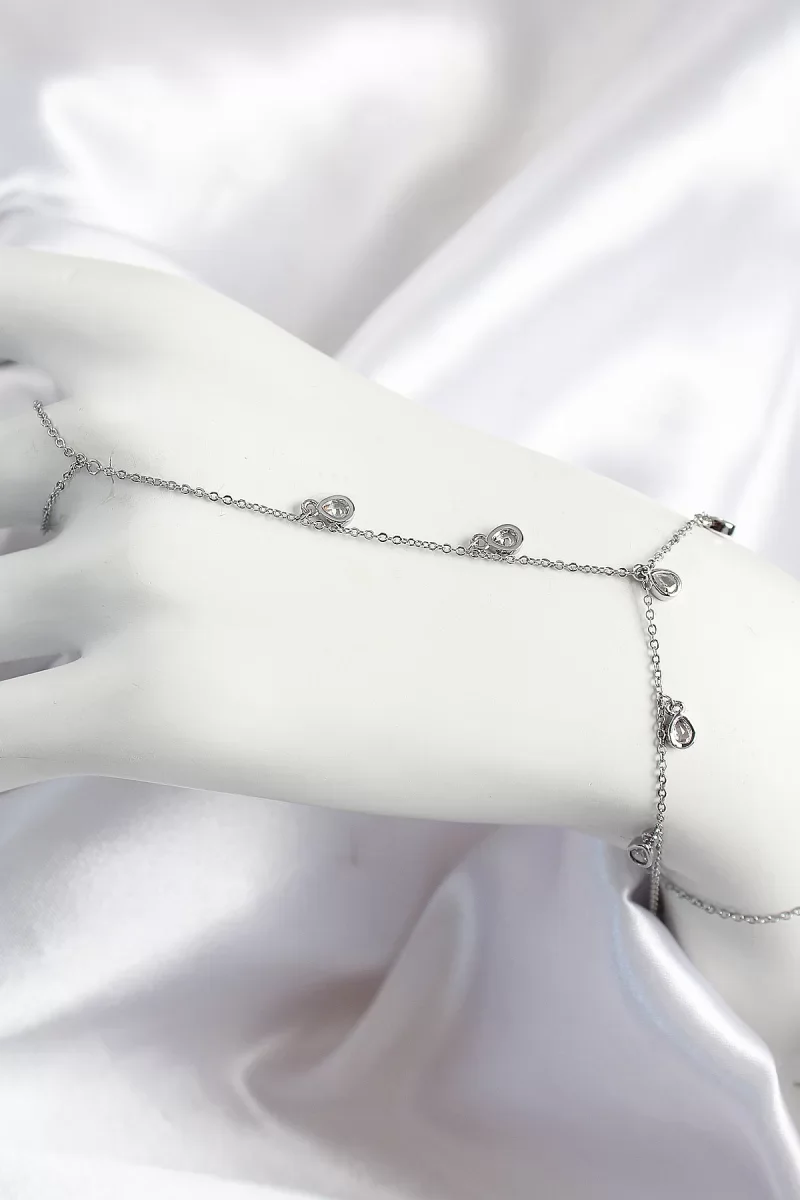 Pirinç Zirkon Taşlı Sallantılı Damla Model Gümüş Renk Kadın Şahmeran - Lisinya