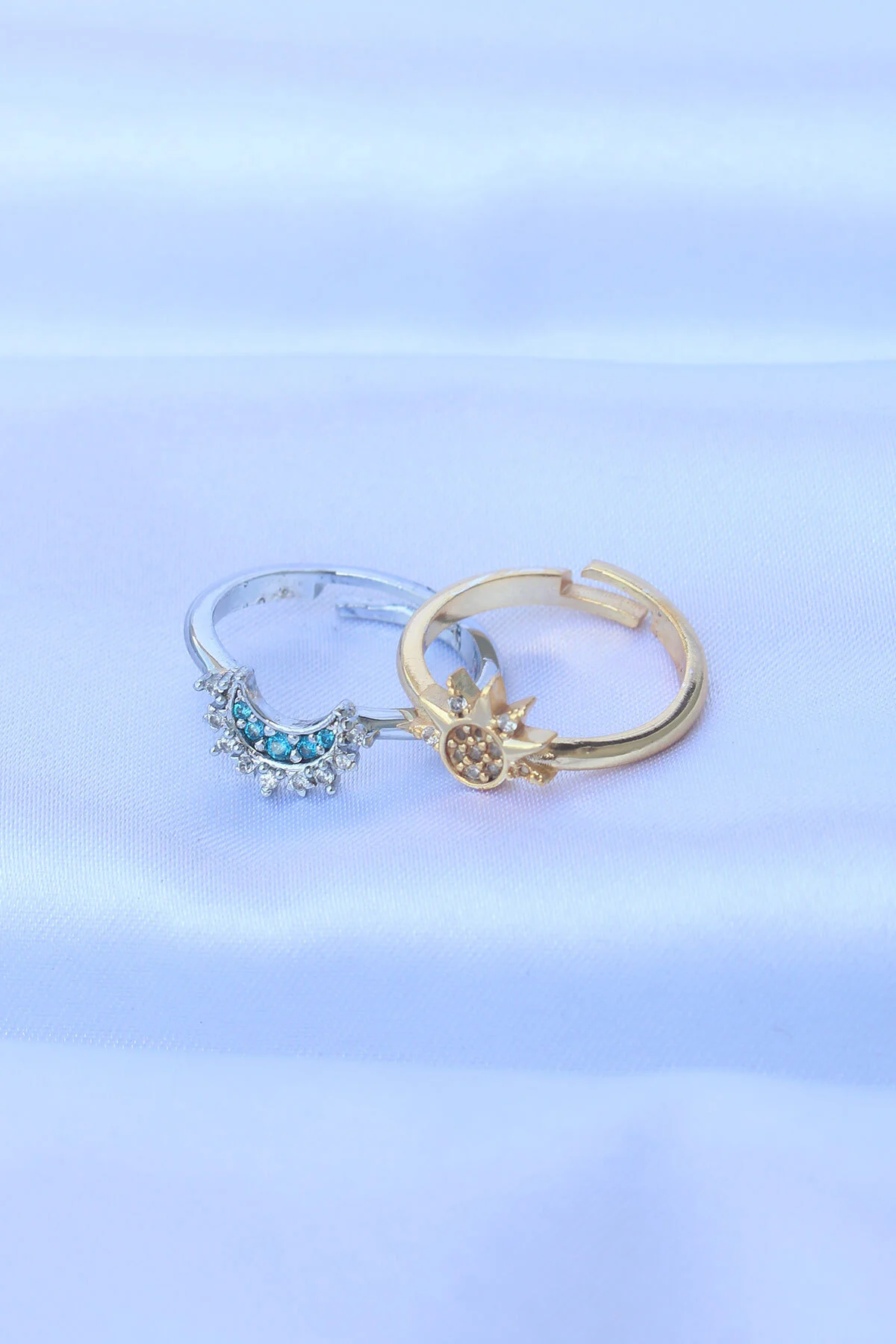 Pirinç Zirkon Taşlı 2li Ayarlanabilir Arkadaş Yüzüğü - Lisinya