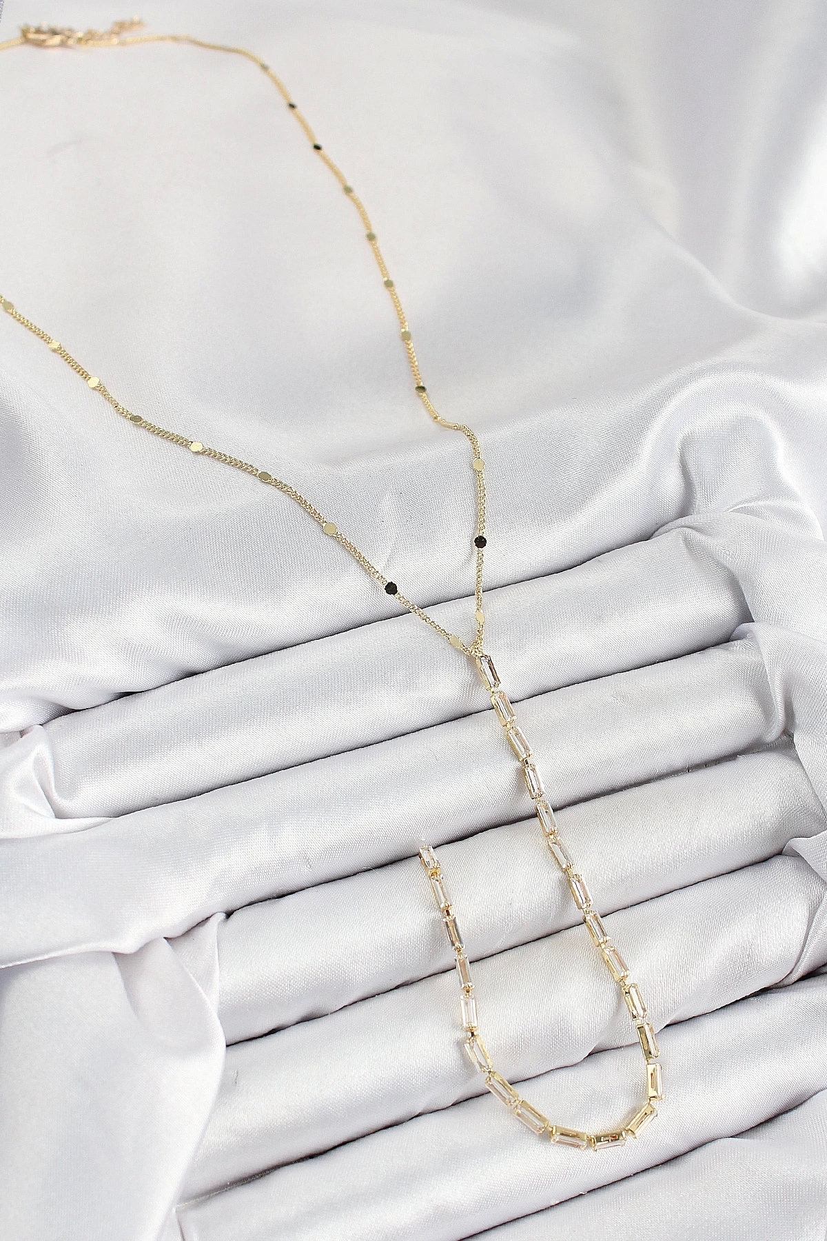 Butik Pirinç Zirkon Taşlı Model Gold Renk Y Kolye