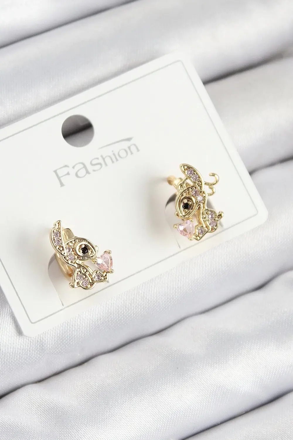 Pirinç Zirkon Taşlı Ceylan Model Gold Renk Çocuk Küpe