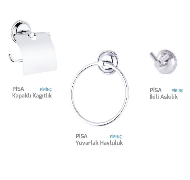 Pisa 3'lü Banyo Aksesuar Seti Krom