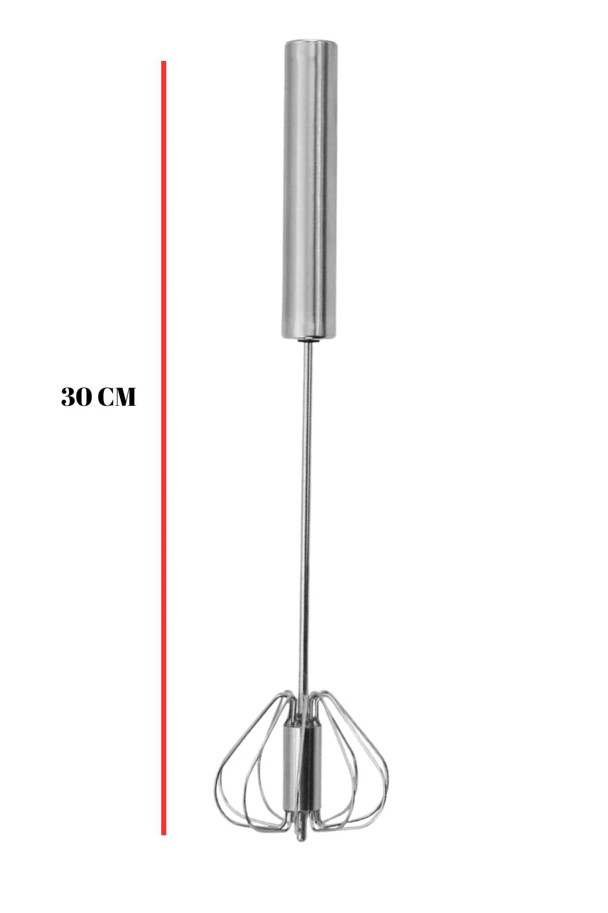Pistonlu Metal Çırpıcı 30 cm – Paslanmaz Çelik Mutfak Çırpıcısı