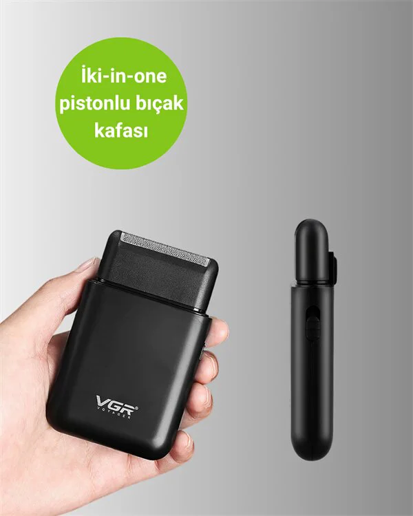 Pistonlu ve Örgülü Ağ Başlıklı USB Şarjlı Traş Makinesi - Ultra İnce 1,7 cm Tasarım