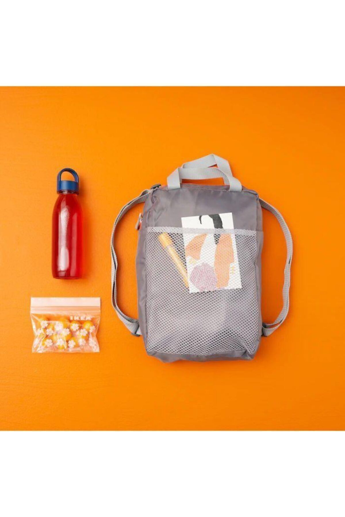 İkea Pıvrıng Malzeme Yemek Taşıma Sırt Çantası Gri Spor Outdoor Çanta