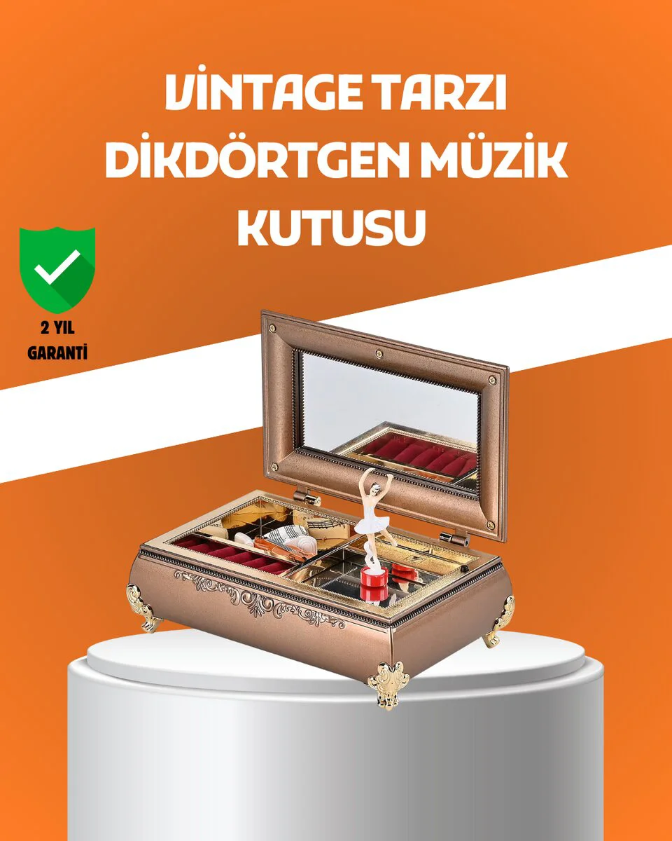 Piyano Desenli Balerin Müzik Kutusu - Takı ve Hediye Saklama Örneği