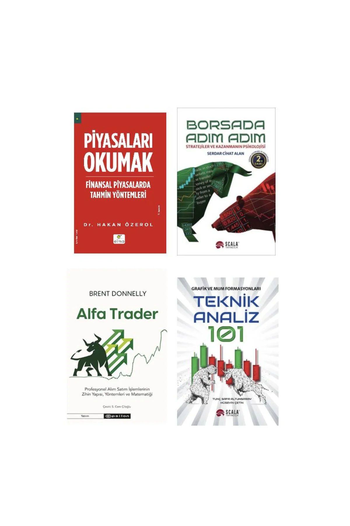 piyasalari okumak + borsada adim adim + alfa trader + teknik analiz 101 (grafik ve mum formasyonlar Fiyatı, Yorumları ve Özellikleri