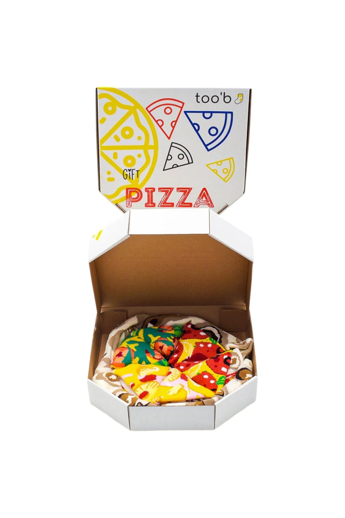 Pizza Desenli Pamuklu Çorap Seti – 4’lü Kutulu Unisex – Pizza Çorabı Kutusu – Komik & E