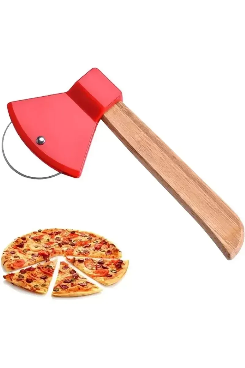 Pizza Kesici Bambu Saplı Balta Görünümlü Oval Kesici Royaleks-RA-