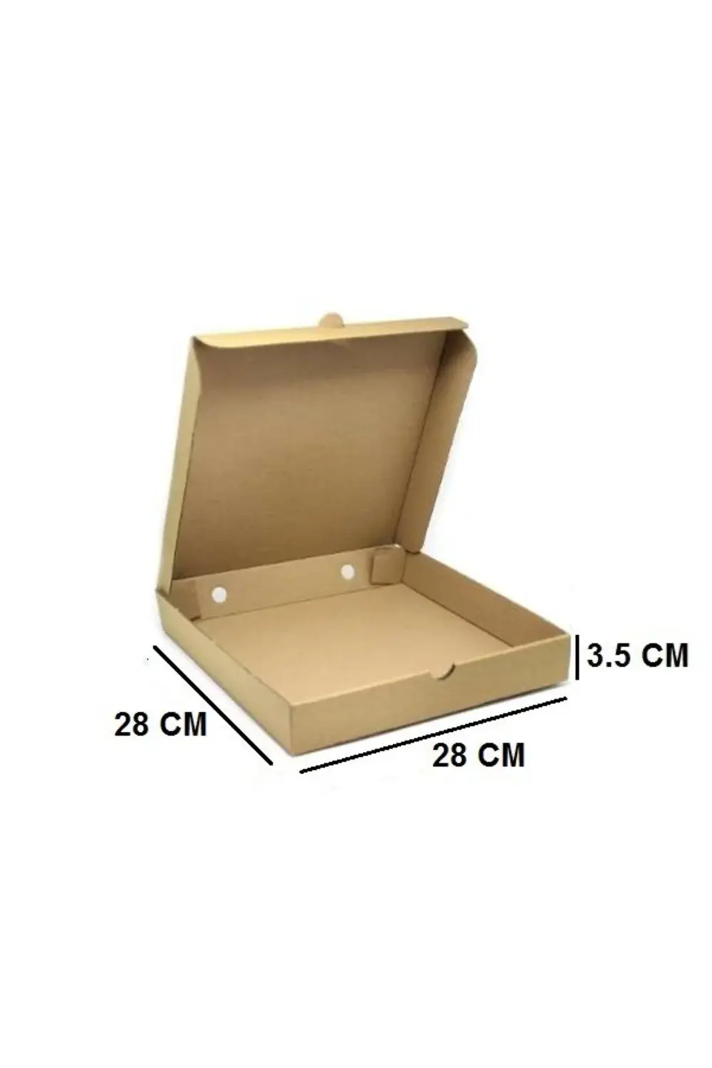 Pizza Taşıma Kutusu 28x28x3,5 Cm Esmer 25 Adet