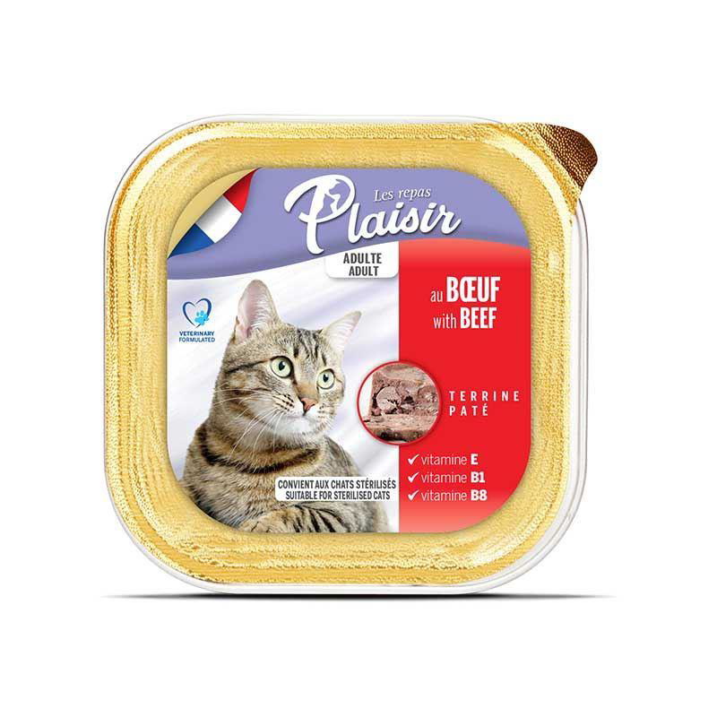 Plaisir Pate Ezme Biftekli Kısırlaştırılmış Kedi Konservesi 100gr