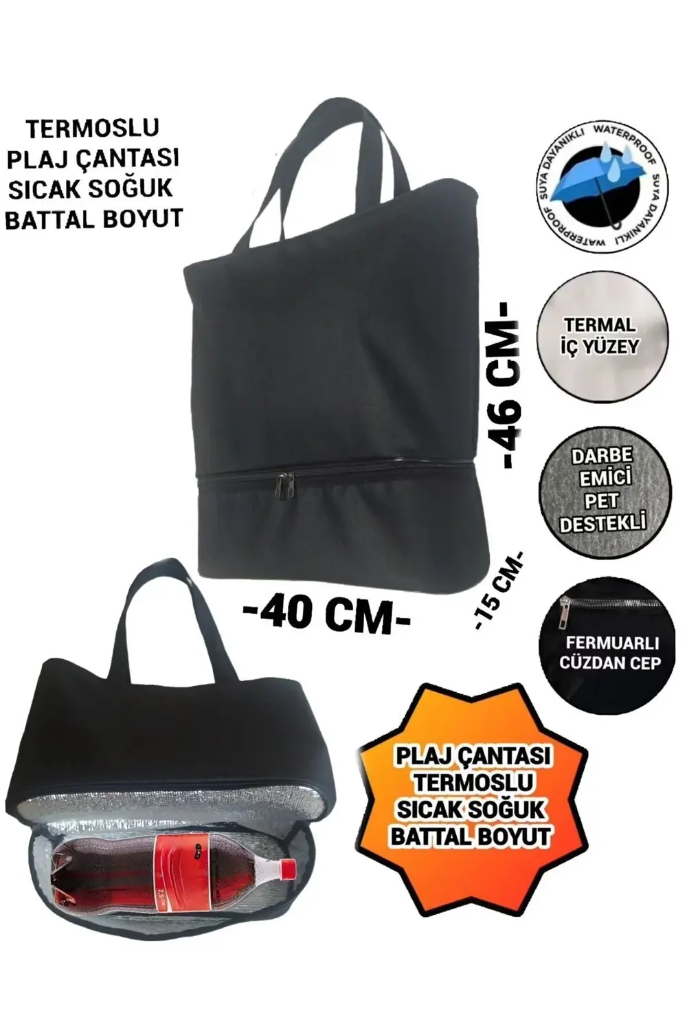 PLAJ ÇANTASI TERMOSLU SICAK SOĞUK KULLANIM BATTAL BOYUT