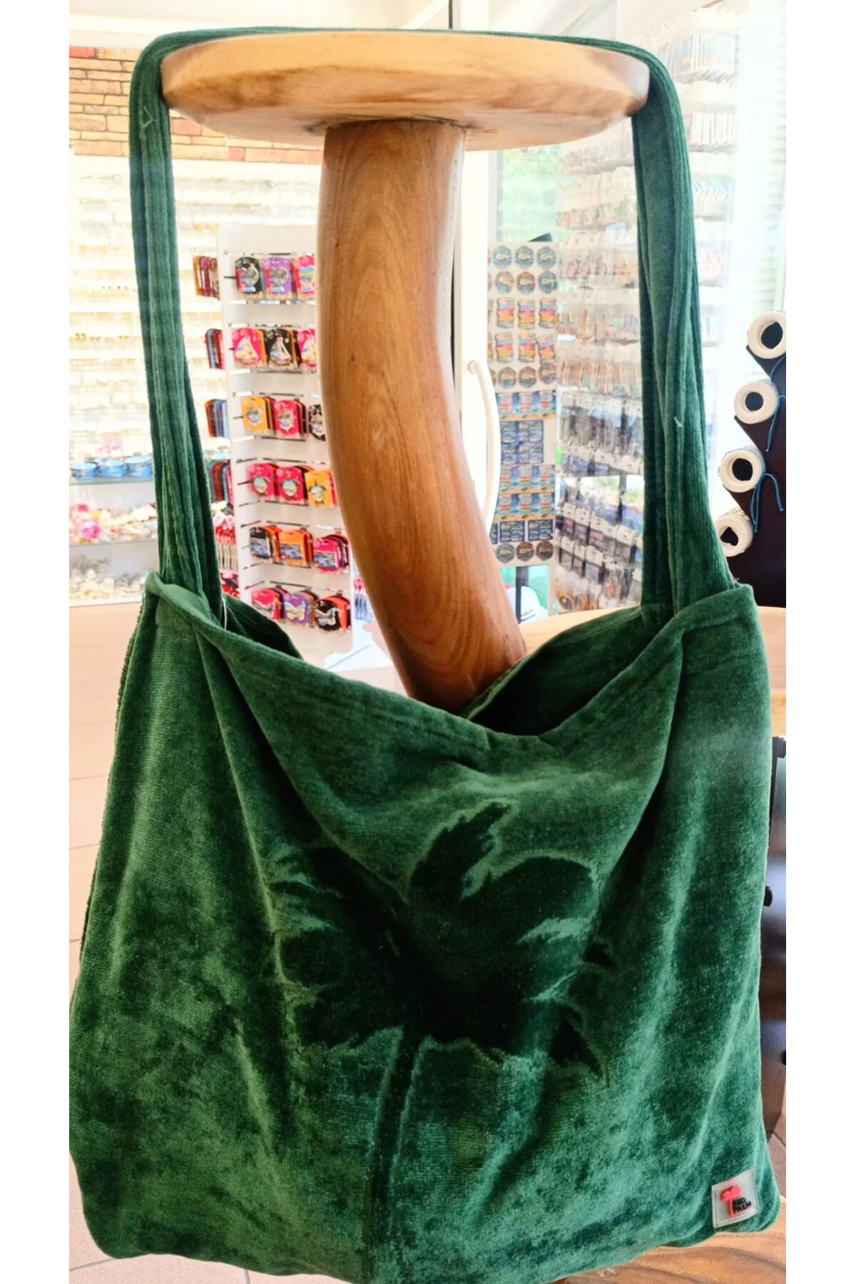 Plaj Çantasına Dönüşen %100 Pamuk Yeşil Plaj Havlusu