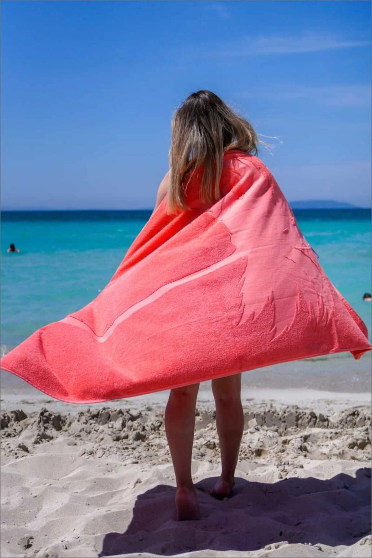 Plaj Çantasına Dönüşen %100 Pamuk Pembe Plaj Havlusu