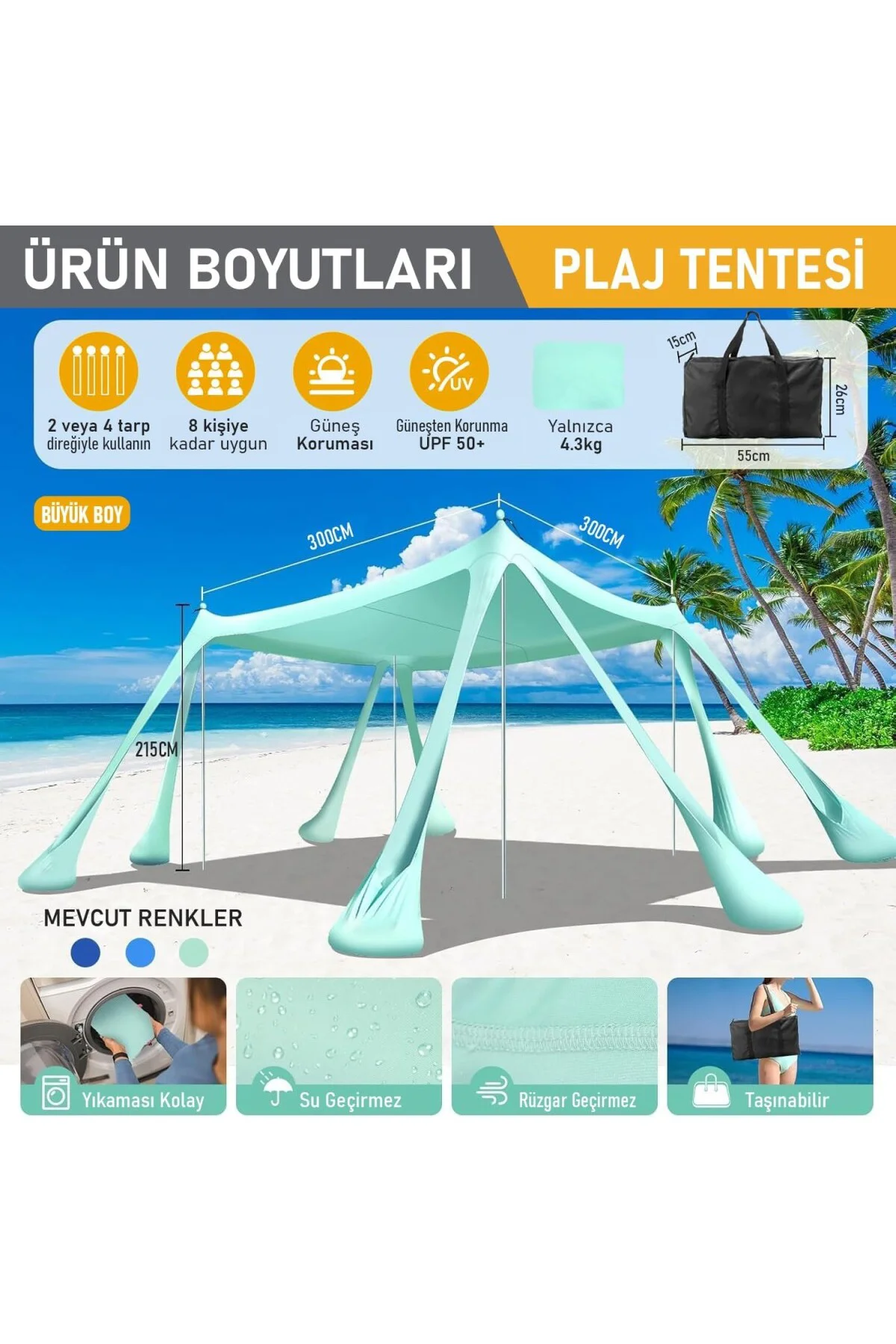 Plaj Gölgelik Tente Deniz Çadırı, Sahil Plaj Gölgeliği Kanopy, UP