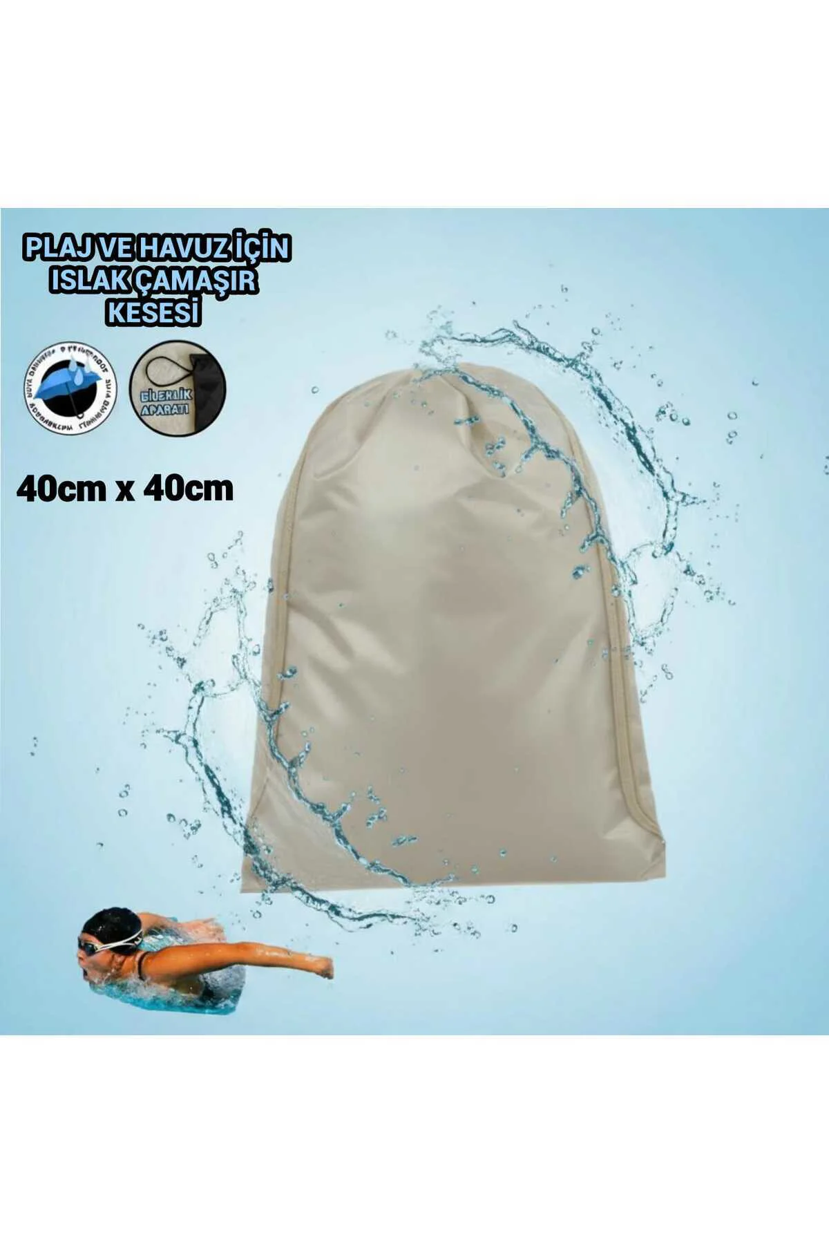 Plaj Havuz Su Sporları Islak Ve Kirli Çamaşır Kesesi 40x40