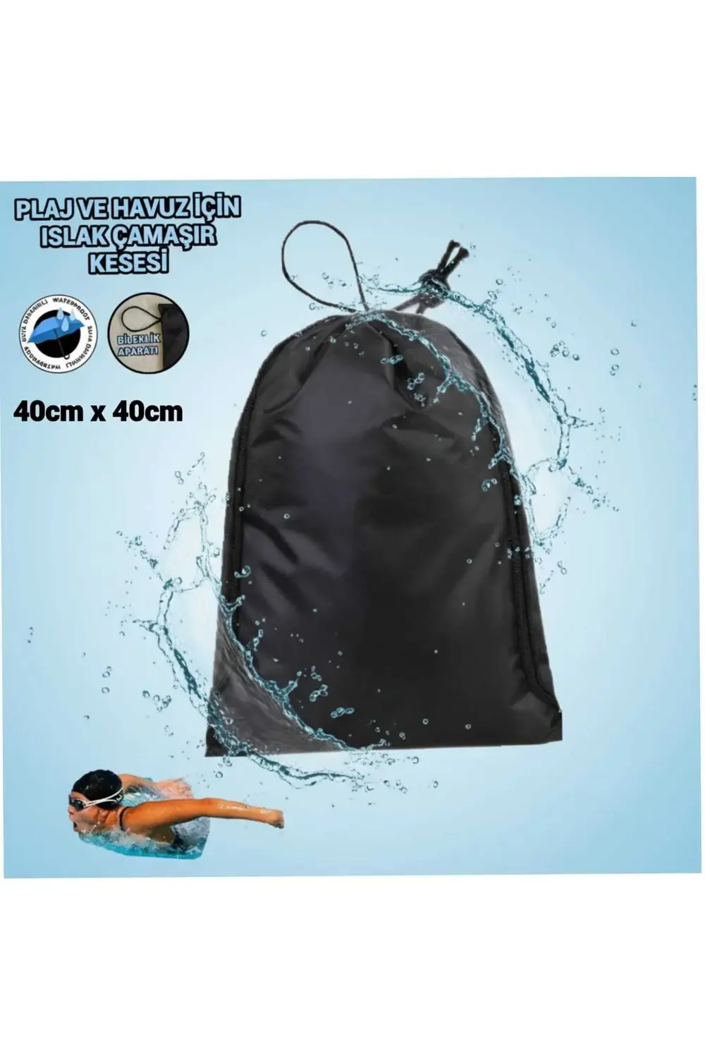 Plaj Havuz Su Sporları Islak Ve Kirli Çamaşır Kesesi 40x40