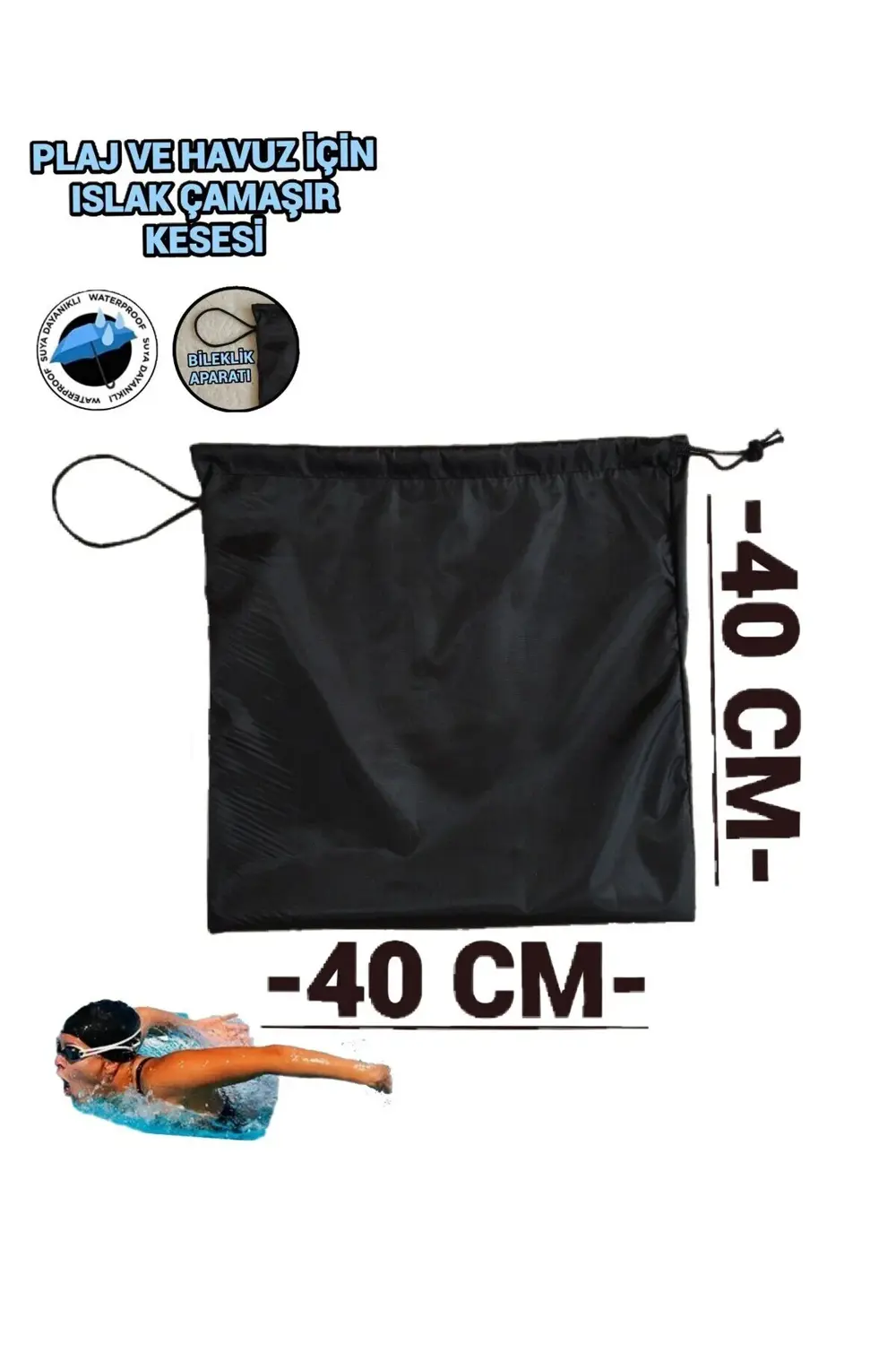 Plaj Havuz Su Sporları Islak Ve Kirli Çamaşır Kesesi 40x40