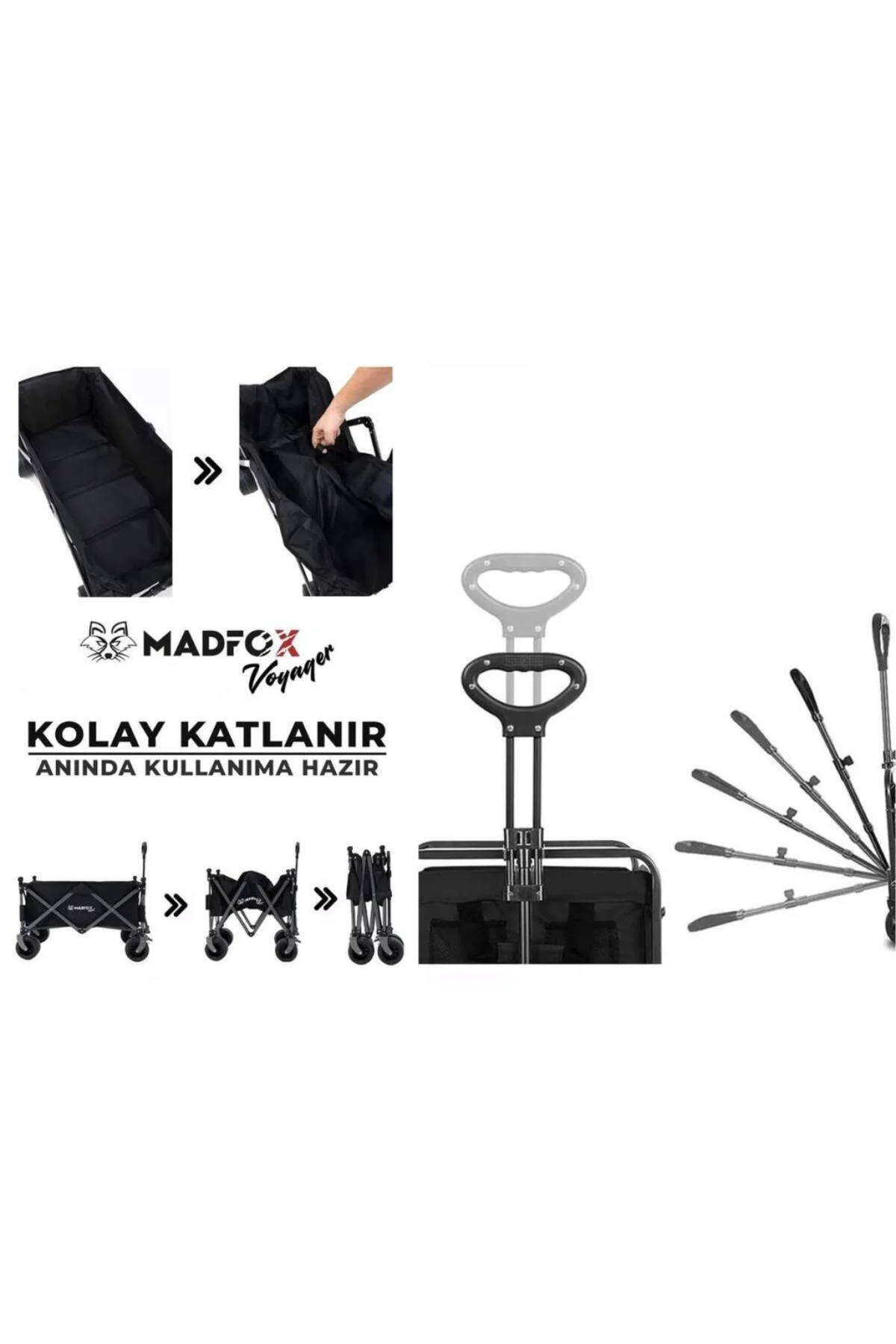Plaj/Bahçe/Kamp Arabası - Madfox Voyager Katlanabilir - Siyah - 5
