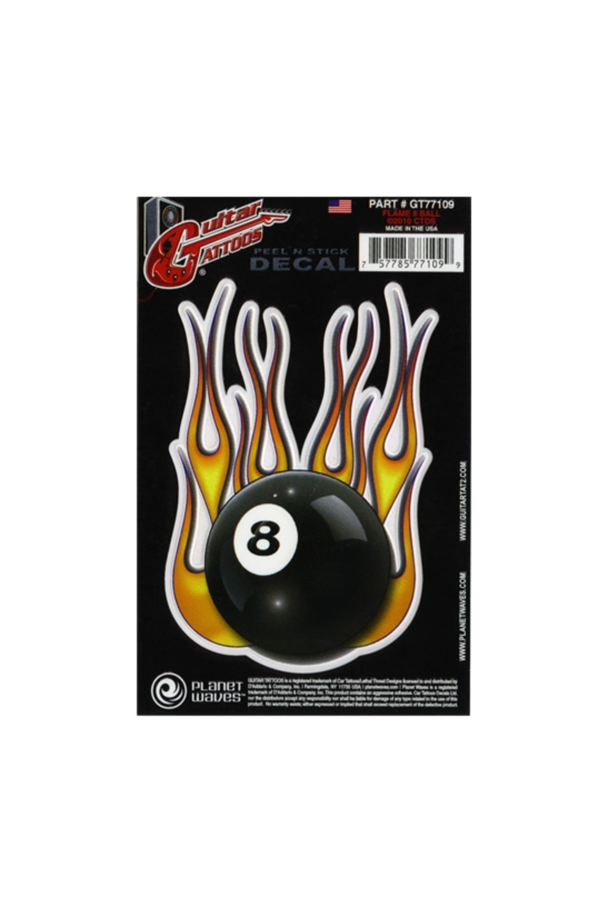 PLANETWAVES GT77109 GTR TATTOO- FLAME 8 BALL STİCKER Gtr Tattoo- 