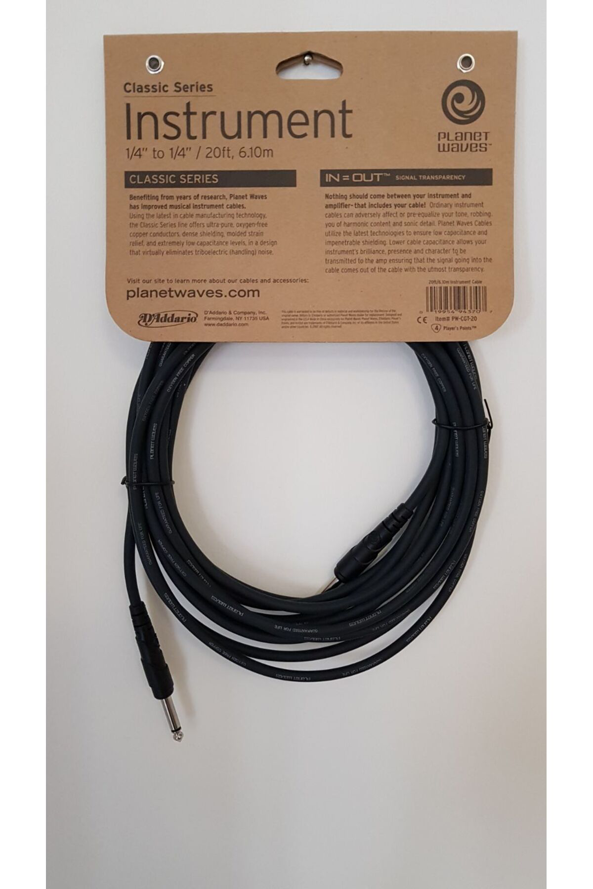 PLANETWAVES PWCGT20 GİTAR KABLO 20 İNCH CLS SER 14 İNCH INST CBL 
