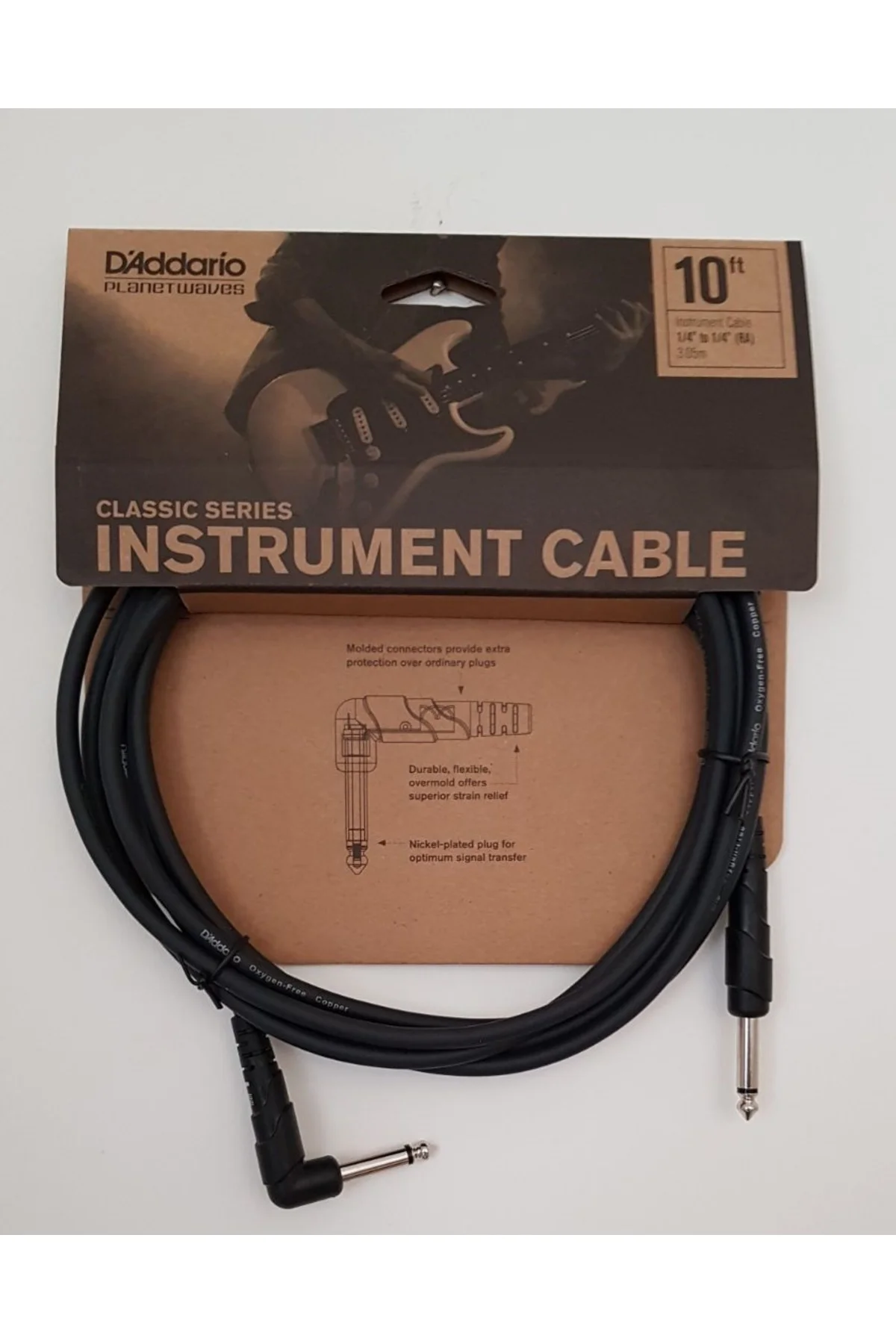 PLANETWAVES PWCGTRA10 GİTAR KABLO 10 İNCH CABLE RİGHT ANGLE Gitar