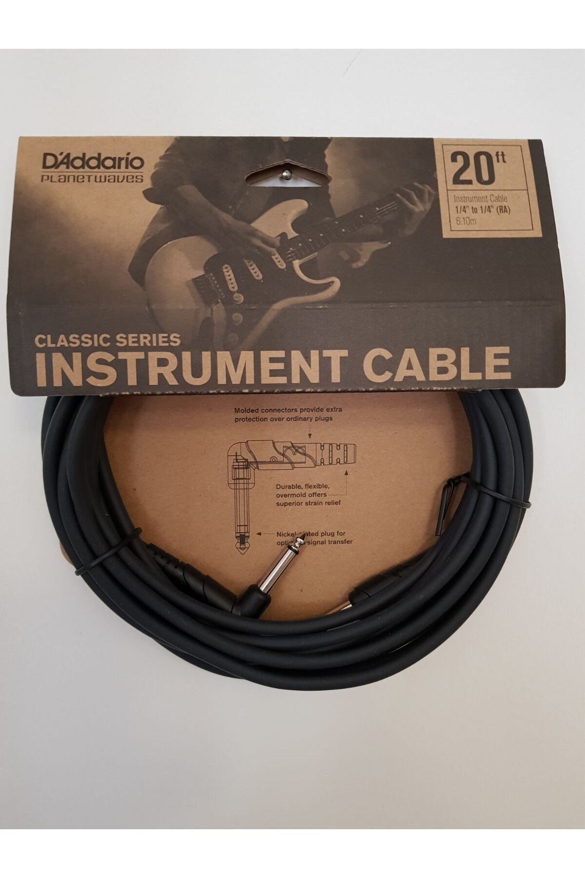 PLANETWAVES PWCGTRA20 GİTAR KABLO 20 İNCH CABLE RİGHT ANGLE GİTAR