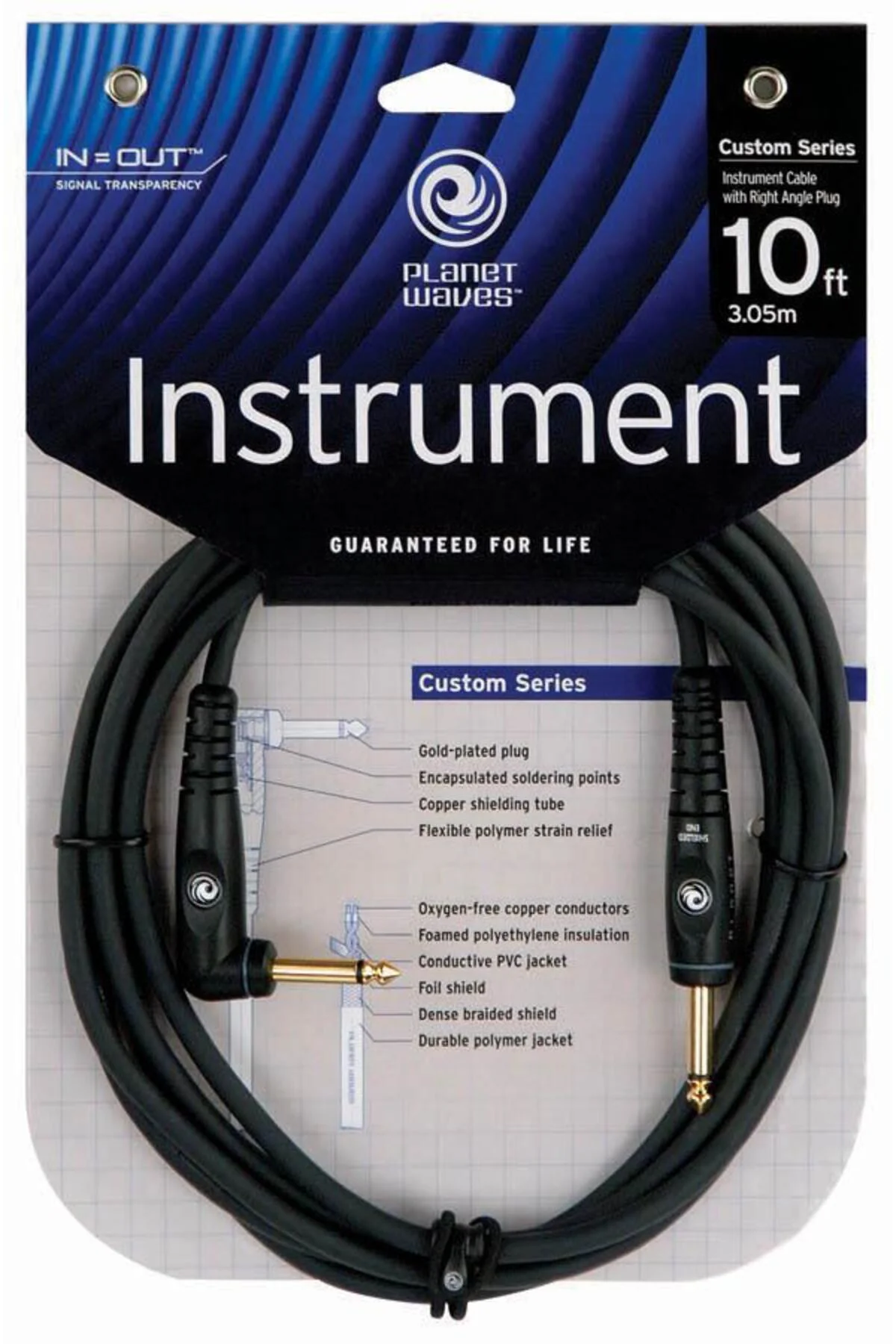 PLANETWAVES PWGRA10 GİTAR KABLO 10 İNCH MN 14IN INST CBL RA Gitar Kablo 10 İnch Mn 14In Inst Cbl Ra