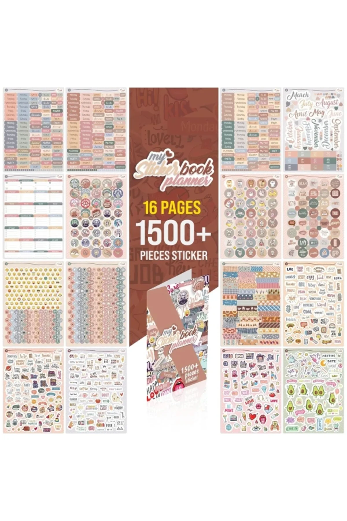 Planner Sticker Set 1500+ Adet Çıkartma Takvim, Ajanda, Günlük, Planlayıcı, Not