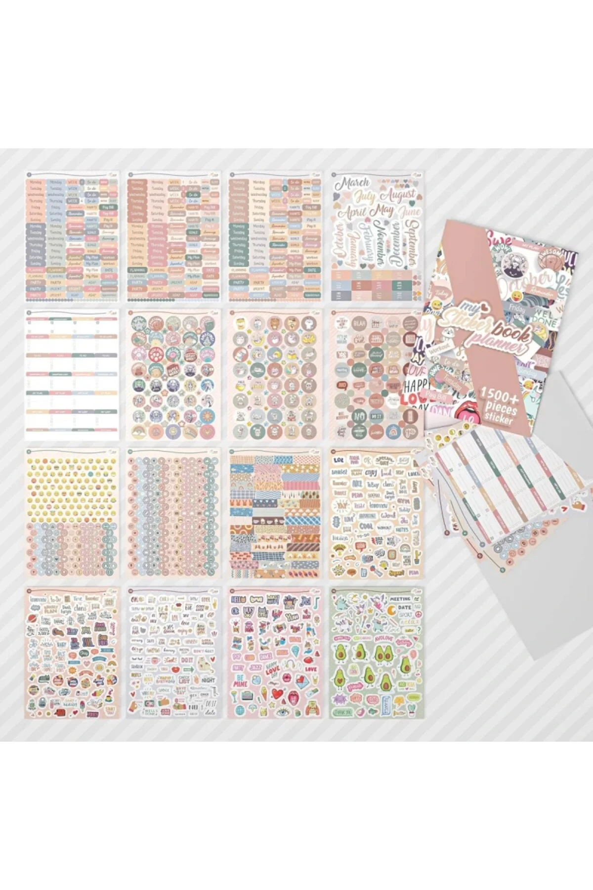 Planner Sticker Set 1500+ Adet Çıkartma Takvim, Ajanda, Günlük, Planlayıcı, Not